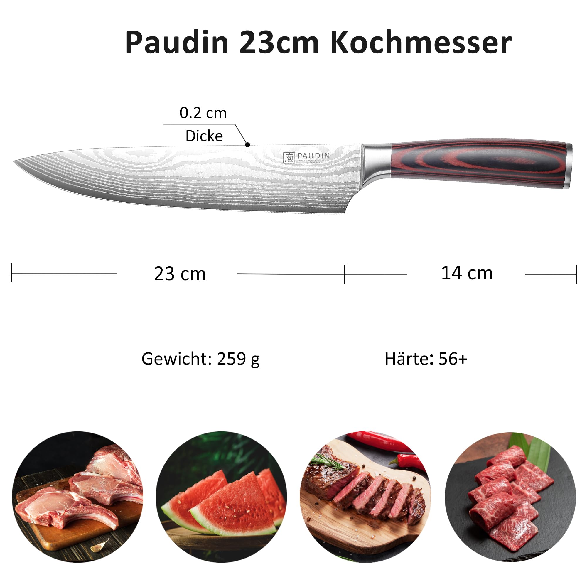 Küchenmesser-Set, 5-teiliges Küchenmesser-Set aus hochwertigem Kohlenstoff-Edelstahl, Ultra Sharp Messer-Set mit Kochmesser, Hackmesser, Nutzmesser