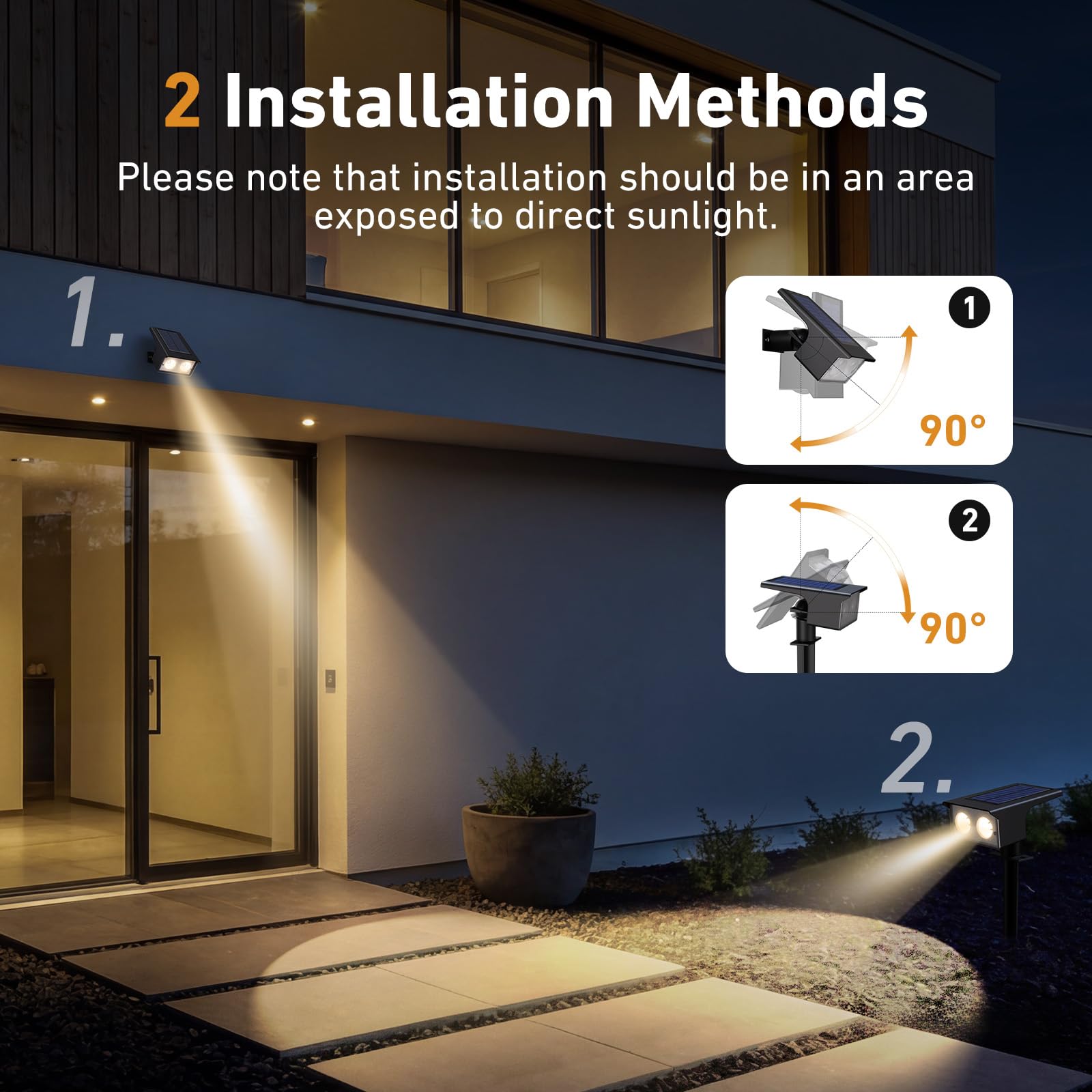 Solarlampen für Außen, 3000/4500/6000K Solarstrahler für Außen Garten 3 Farben IP65 Wasserdicht LED Solar Strahler Gartenleuchten, Solarleuchten für Outdoor Baum Rasen Weg Hof Garage