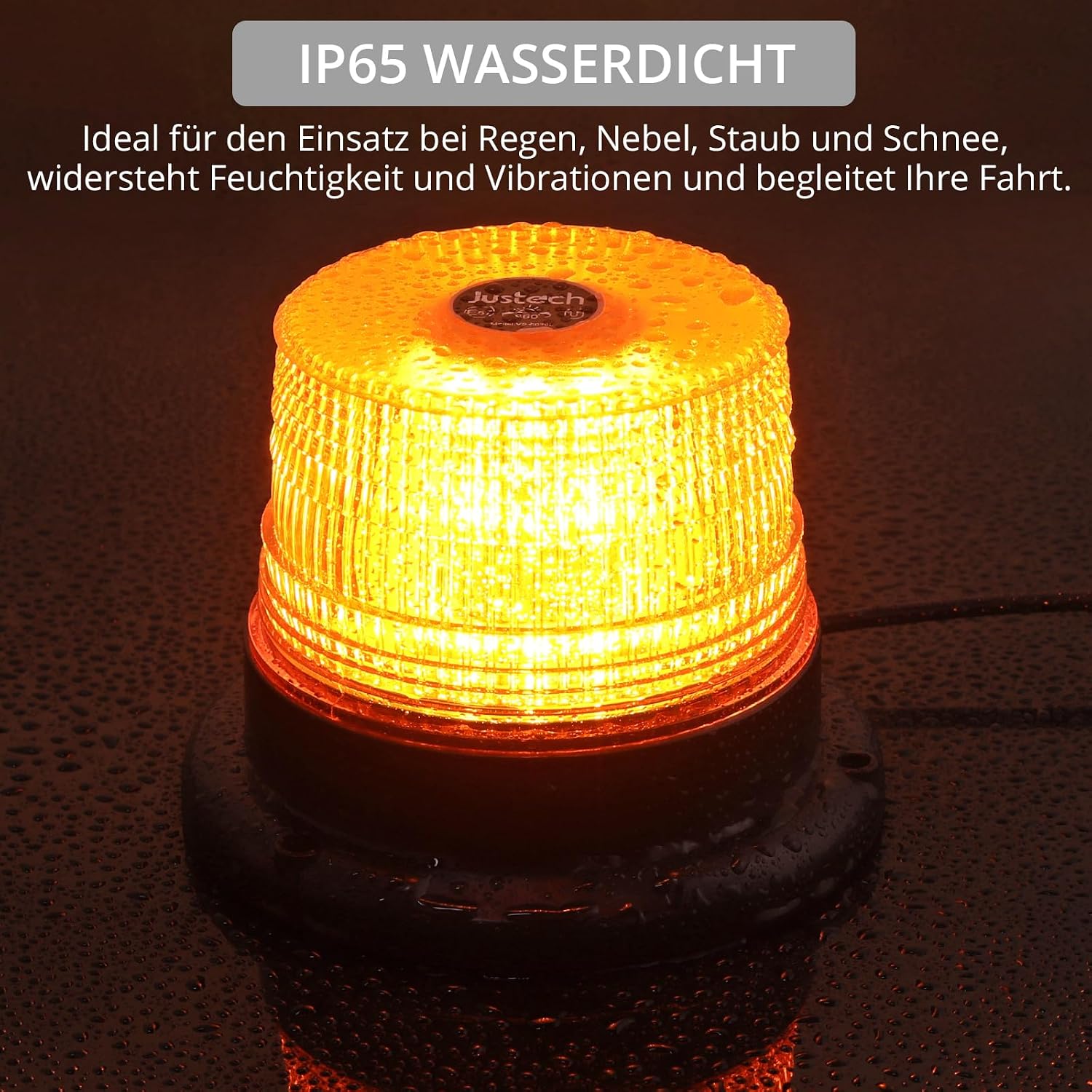Warnleuchte Rundumleuchte 360° Gelb Blitzleuchte 7 modus mit 5m Netzkabel Doppelter Schraube 12V / 24V Warnlicht mit Magnetfuß Notfallblinklampe Magnet Transparent für Auto LKW usw