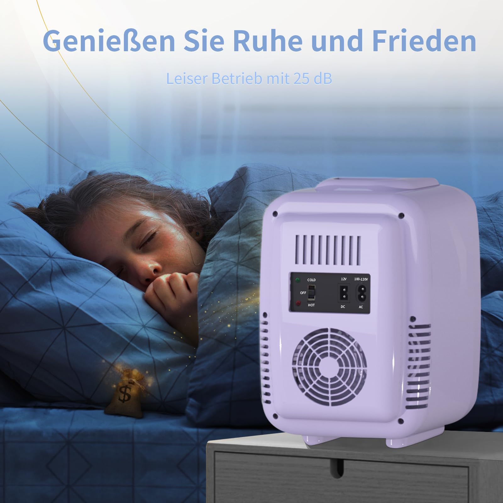 Mini Kühlschrank, 4 Liter Mini-Kühlschränke für Kosmetik, Getränke, 220V AC/ 12V DC Thermoelektrische Kühlung und Erwärmung, Kleiner Kühlschrank für Schlafzimmer, Büro, Wohnheim, Auto