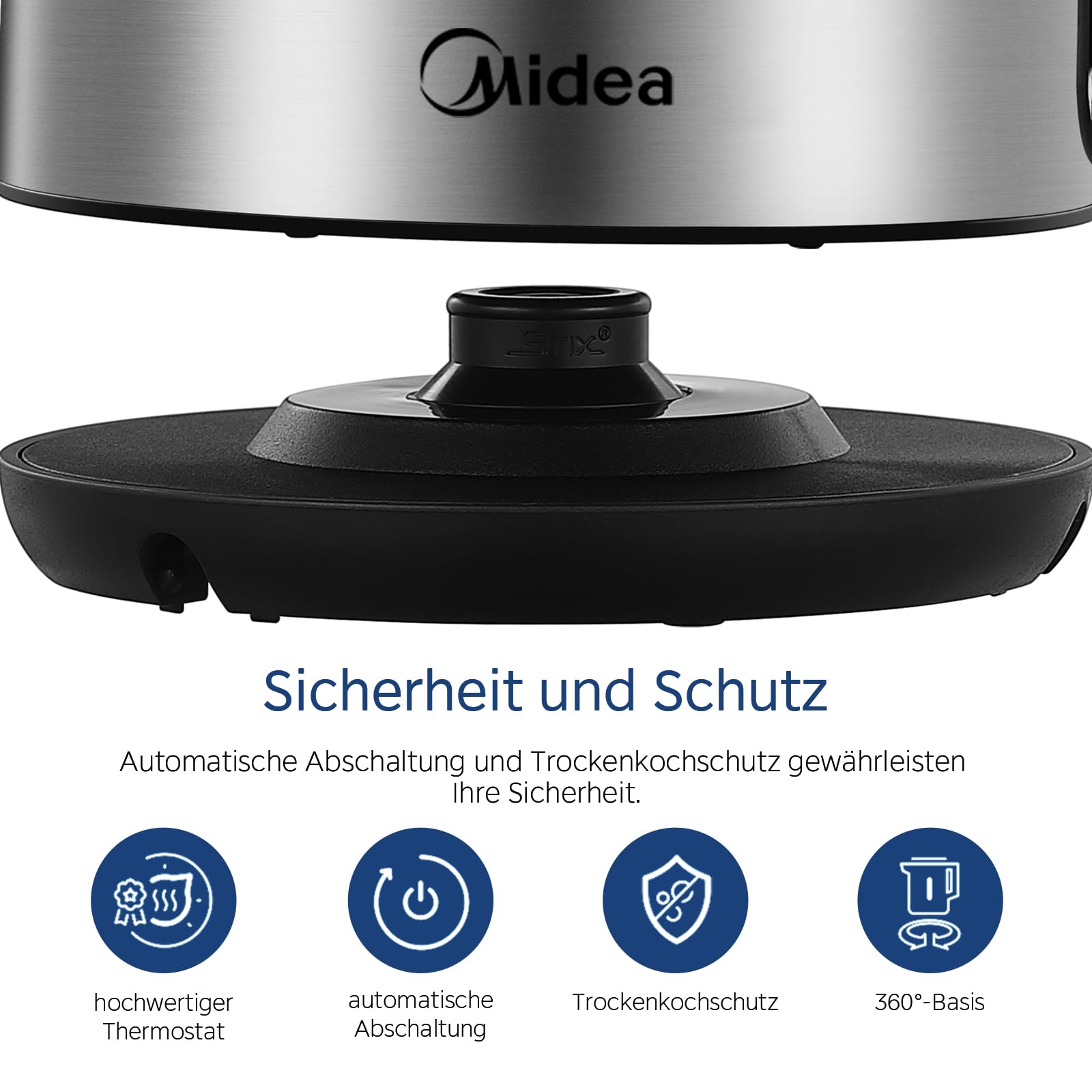 Edelstahl-Kessel mit Temperatureinstellung, 45°C - 100°C, 1,5 Liter, 2200 W Wasserkocher weiß, Teebereiter mit Temperaturanzeige und Sicherheitsfunktionen, BPA-frei, Doppelwanddesign
