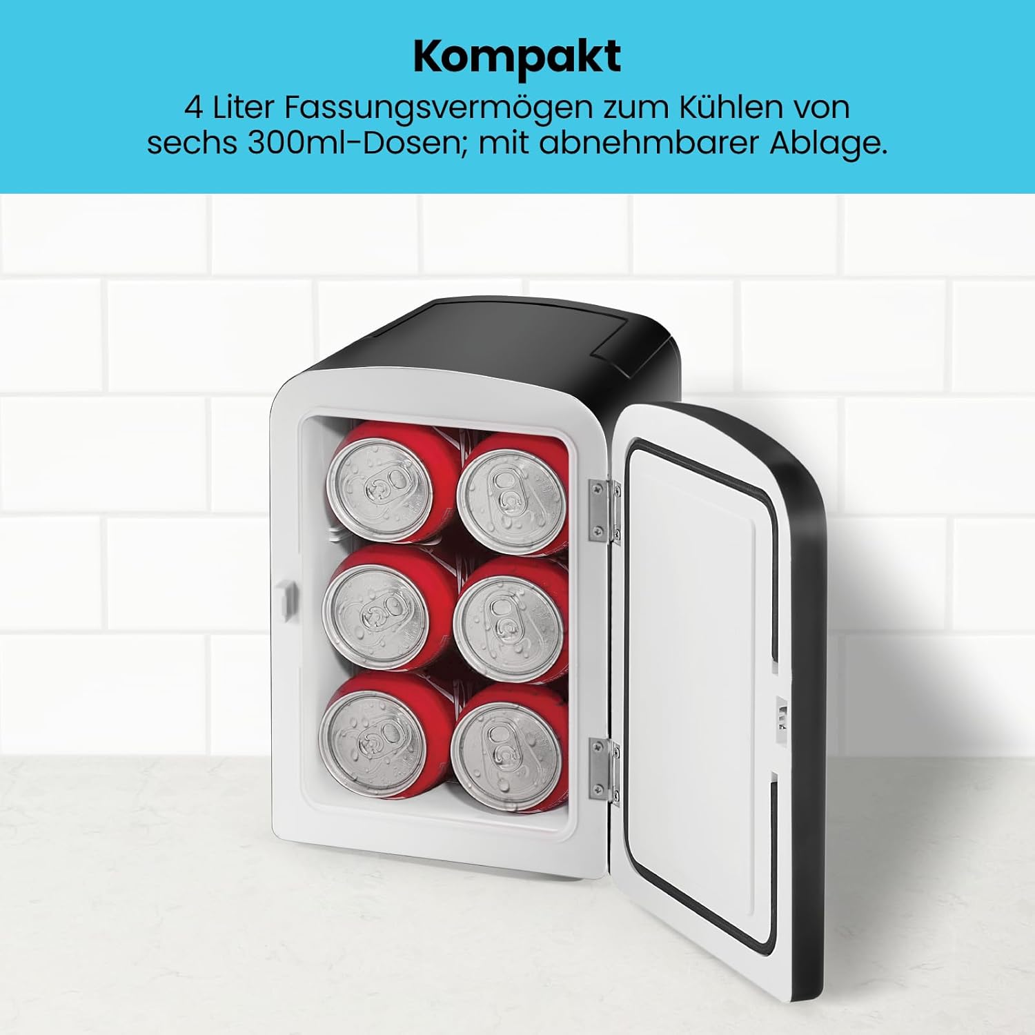 Iceman Tragbarer Radiergummi-Brett Mini-Kühlschrank, Kühlt und Heizt, 4 Liter