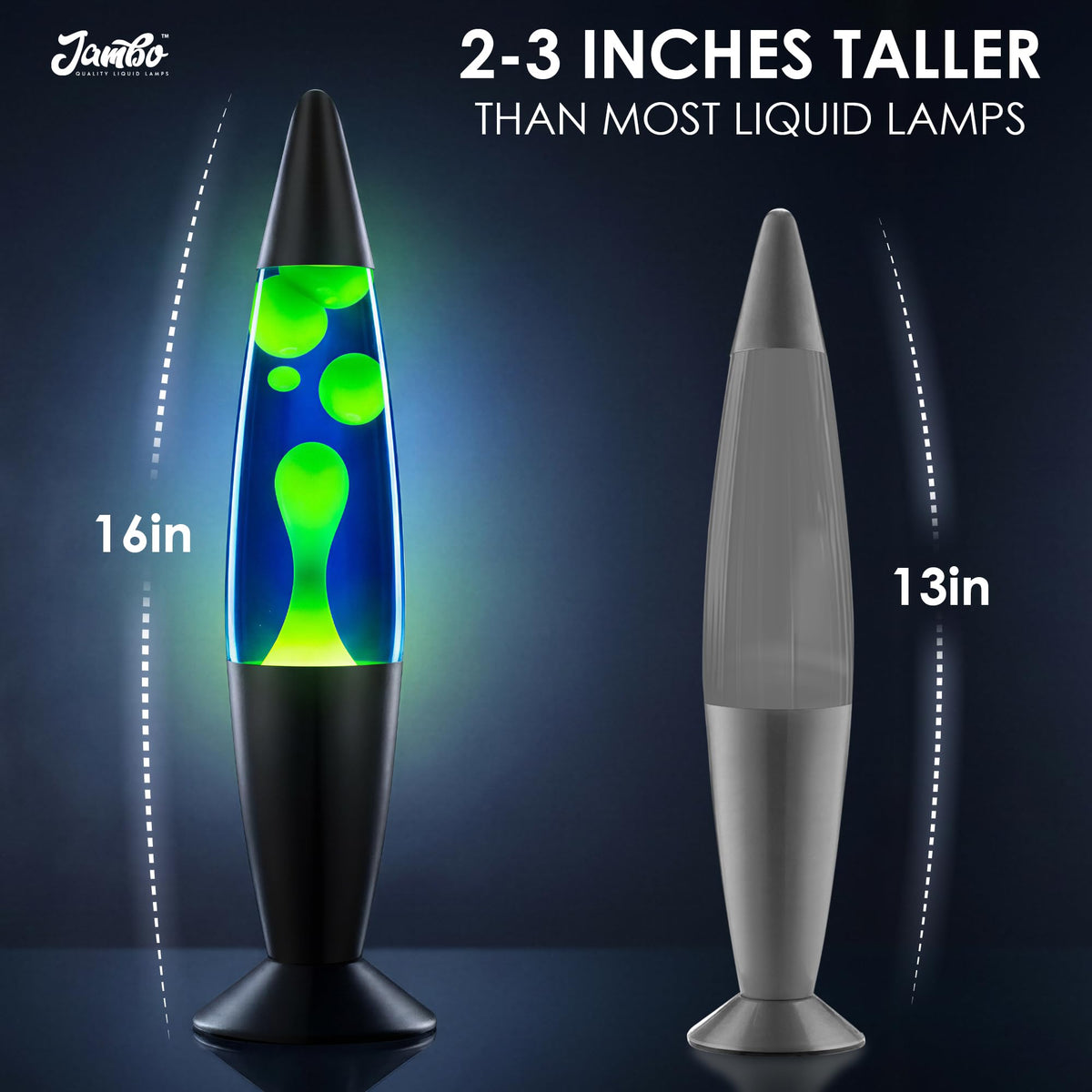 Jambo Liquid-Motion-Lampe mit schwarzem Sockel (Black Base, Purple Liquid, White Wax, 16")