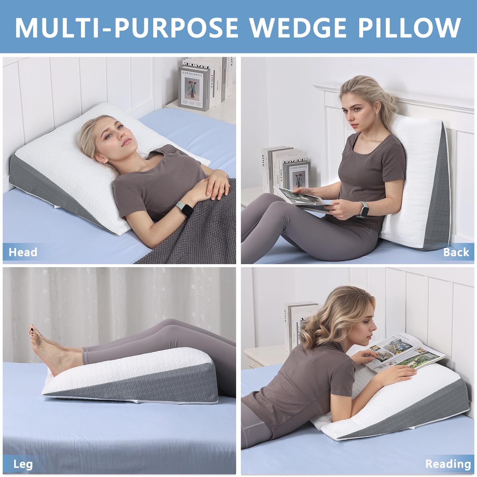 Venenkissen, Legevationskissen aus Memory-Schaum, Beinkissen zur Erleichterung, Positionierungskissen mit abnehmbarer Abdeckung, Doppelschicht-Legkissen zum Schlafen