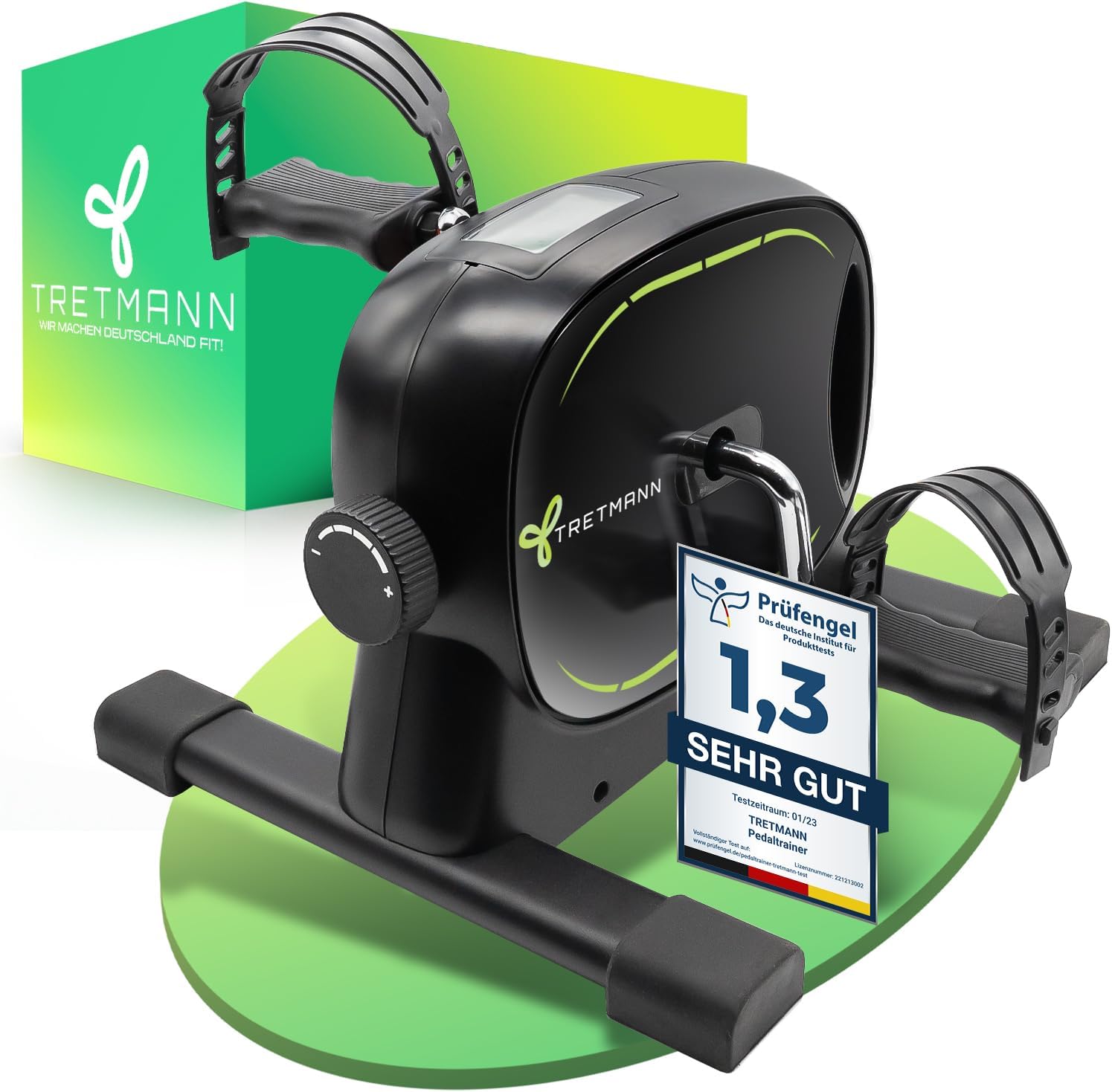 Pedal Trainer Set - Extra stabil & ruhig - Bein Trainer für Senioren / Übungsrad Mini Bike Black Green