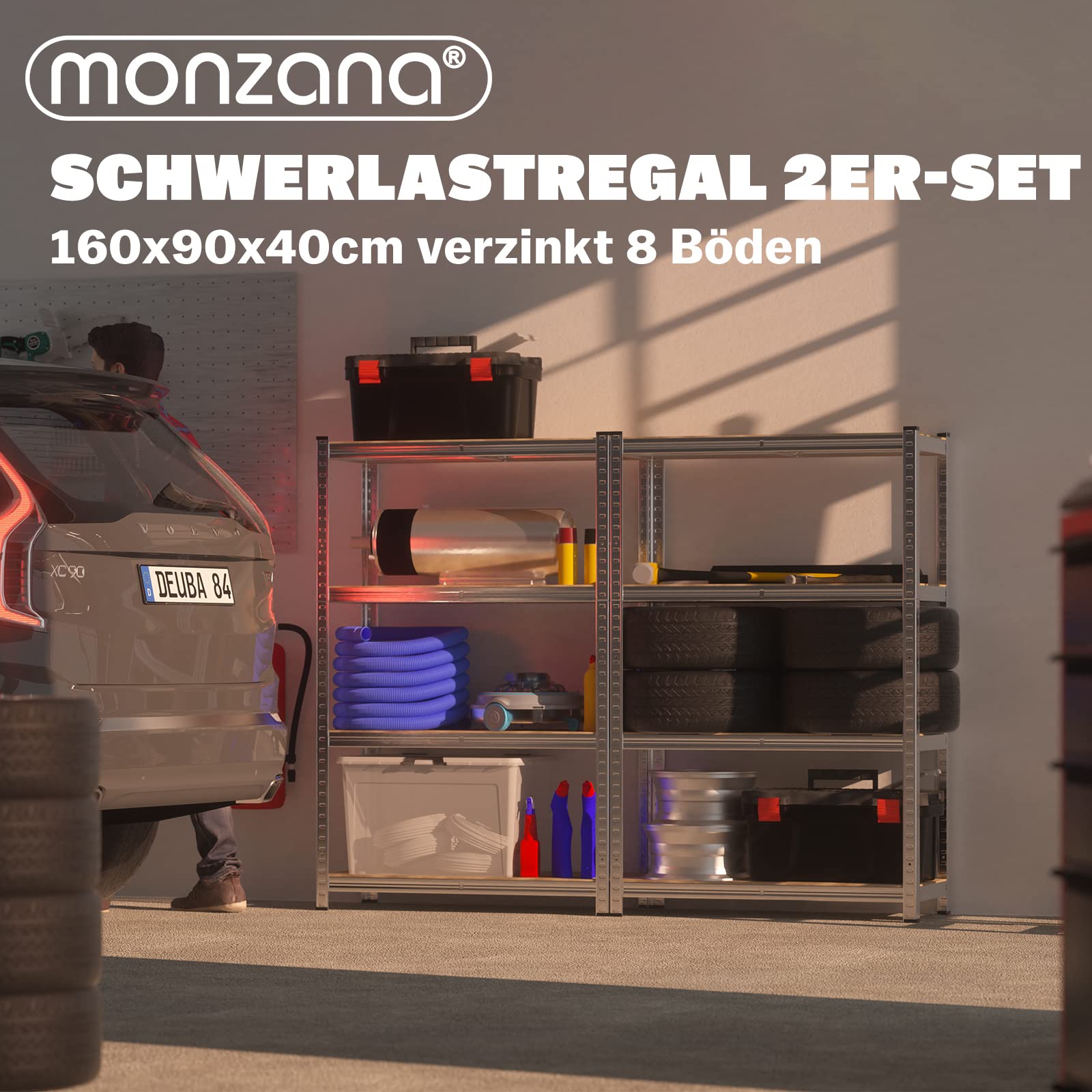 2er Set Schwerlastregal 180x90x40cm