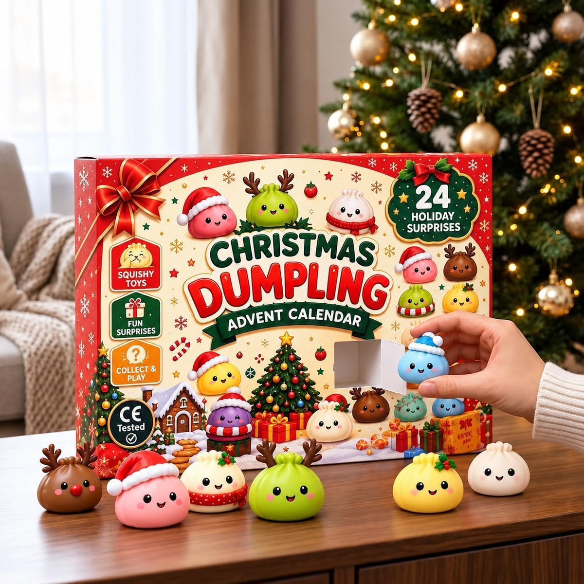 Squishy Adventskalender 2026,Dumpling Squishy 2026 Adventskalender,Weihnachts Countdown Kalender24 Tage,Geschenk für Kinder und Erwachsene