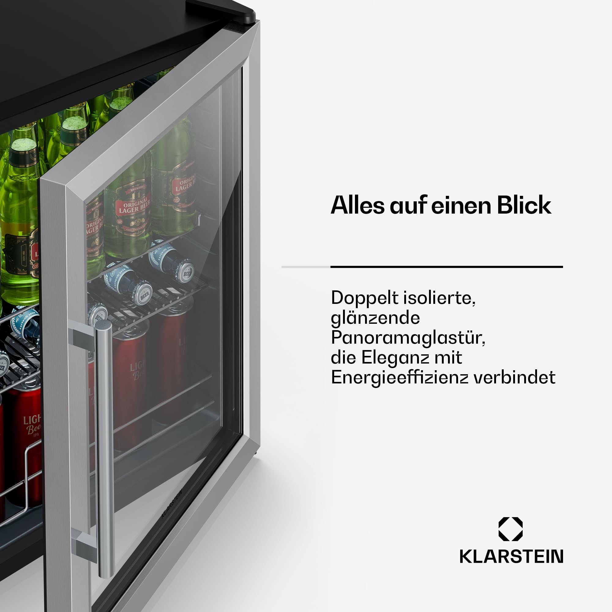 Beersafe Getränkekühlschrank 60 L – Mini Kühlschrank mit Glastür, Kupfer | LED-Beleuchtung, herausnehmbare Metallablagen, leise, Flaschenkühlschrank für Getränke & Dosen