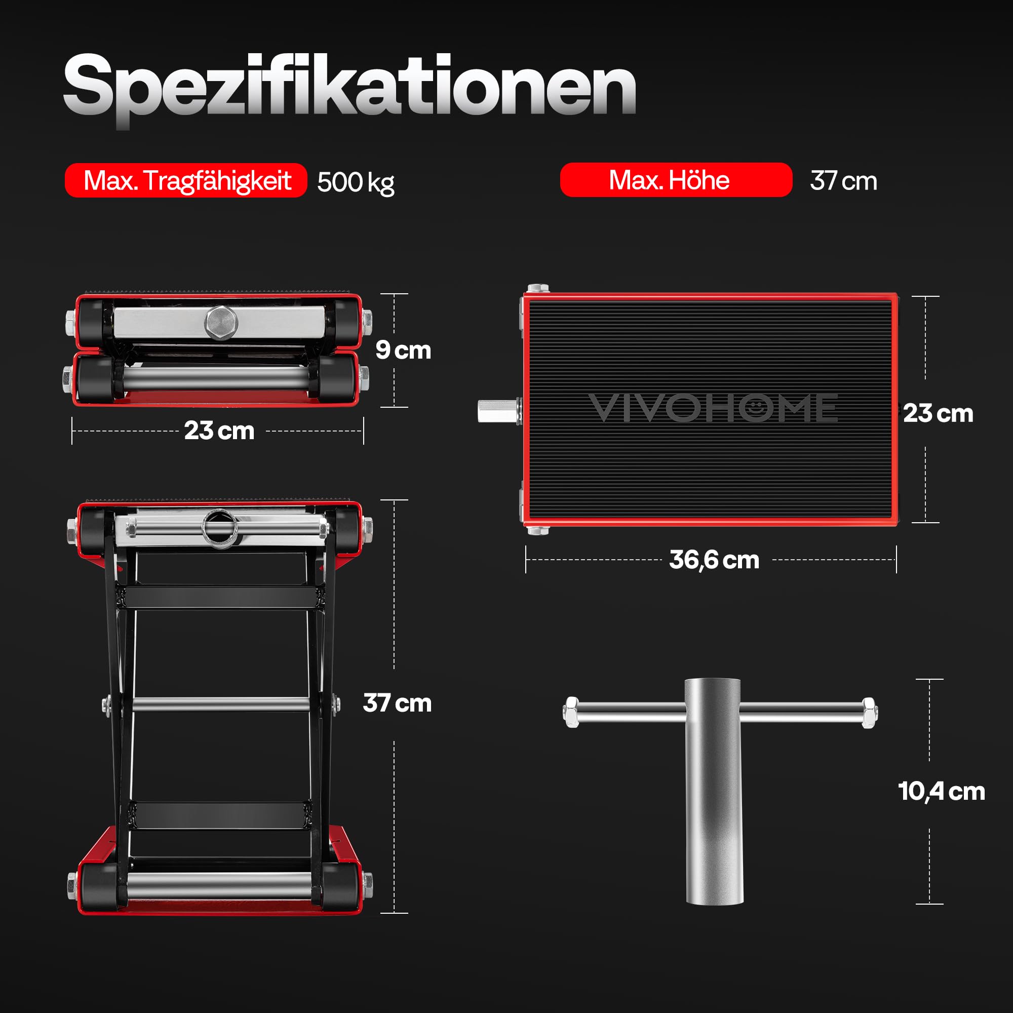 Motorrad Lift 500 kg Stahl-Schereheber mit breitem Deck und Kurbel für Motorräder Off-Road-Fahrzeuge Schmutzfahrräder