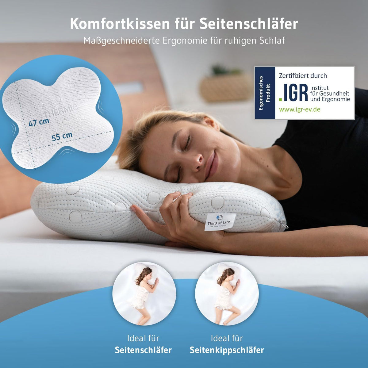 Seitenschläferkissen / Schmetterlingskissen mit Thermo Bezug