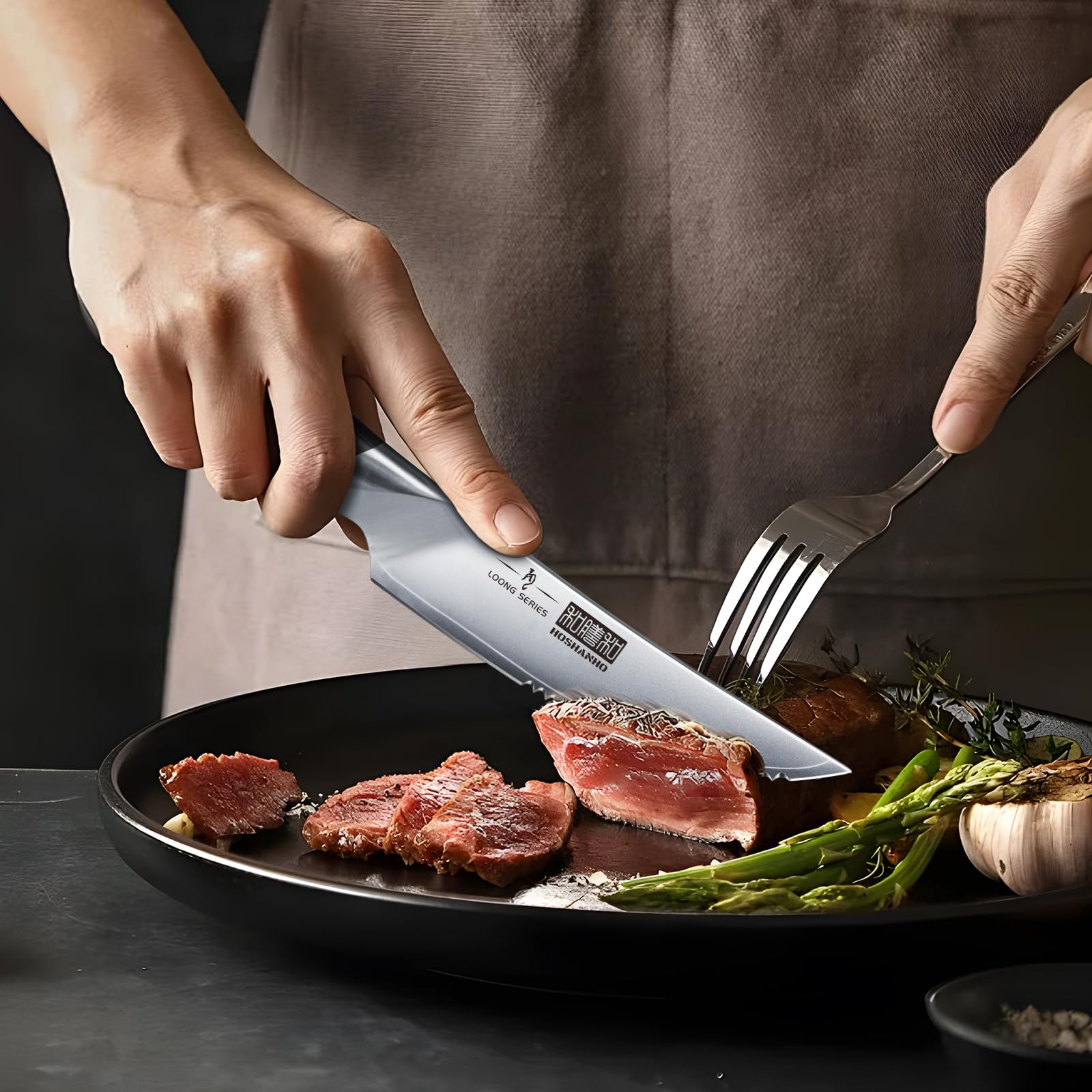 Professionelles Fisch-, Knochenmesser- und Füllküchenmesser mit ultrascharfe ergonomischem Pakkaholzgriff, 18 cm