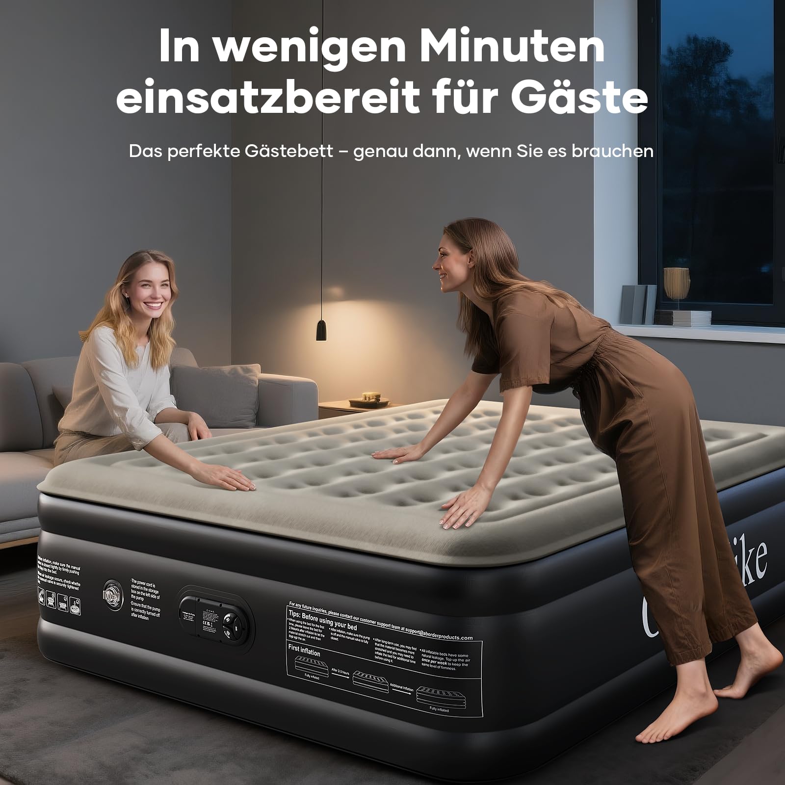 Luftmatratze Selbstaufblasend, Luftbett, Gästebett, aufblasbare Matratzensofa, Luftbett 2 Personen, Selbstaufblasende Luftmatratze für Camping oder Heimgebrauch