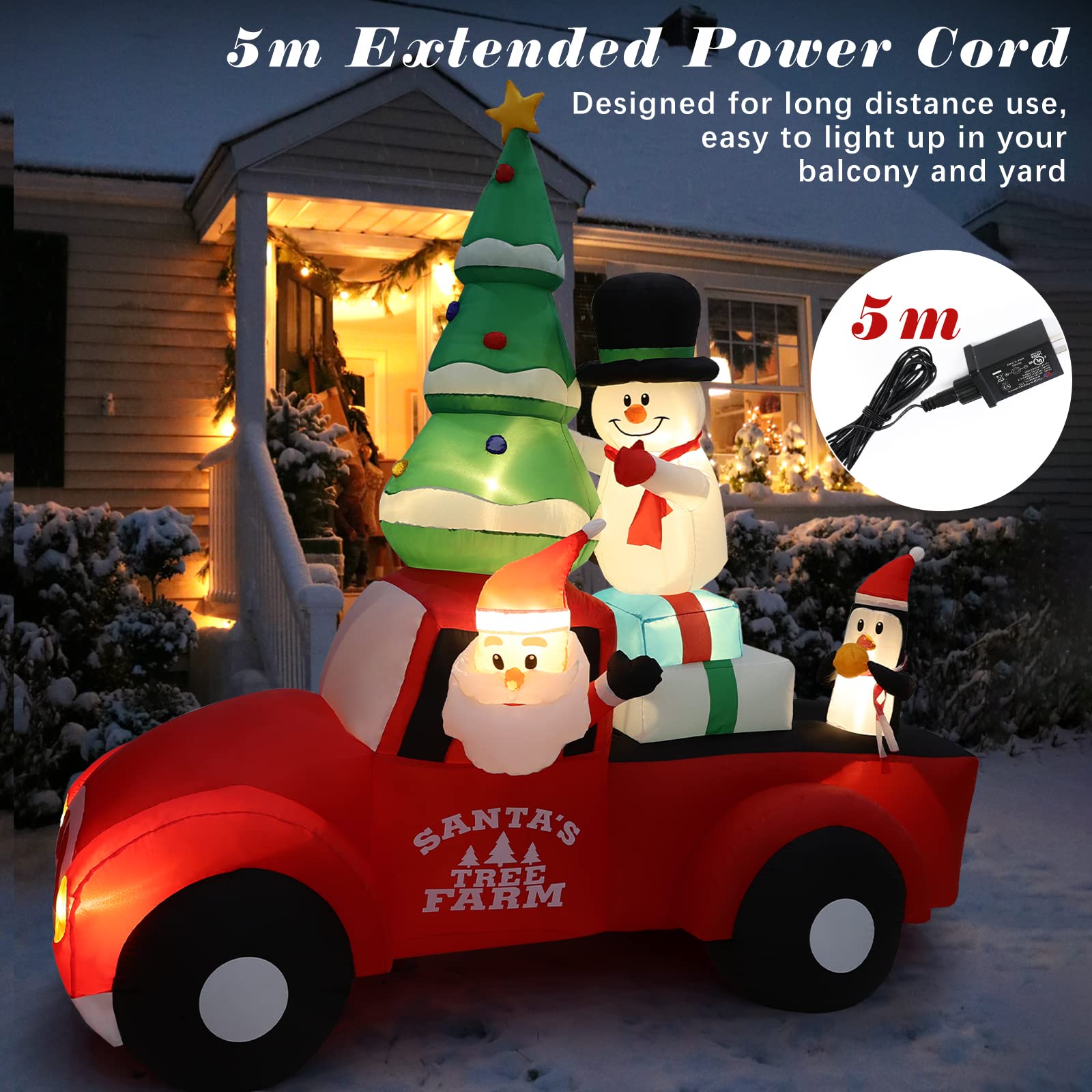 Aufblasbare Weihnachtsdeko, Riesiger Weihnachtsbaum Bogen mit 8 LED Leuchten, Wasserfest Beleuchtet Aufblasbar Weihnachtsdeko Aussen für Hof Garten Feiertag Weihnachtsdekoration