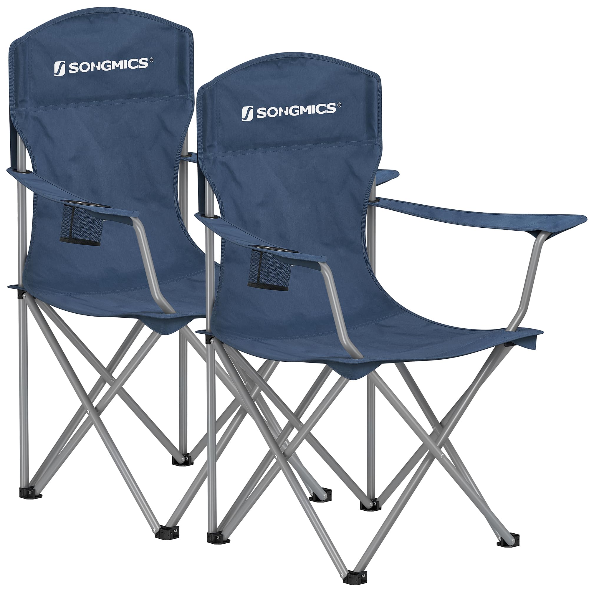 2er Set Klappstuhl Campingstuhl Bequeme Schwerlaststruktur bis 150kg belastbar mit Getränkehalter Outdoor Stuhl