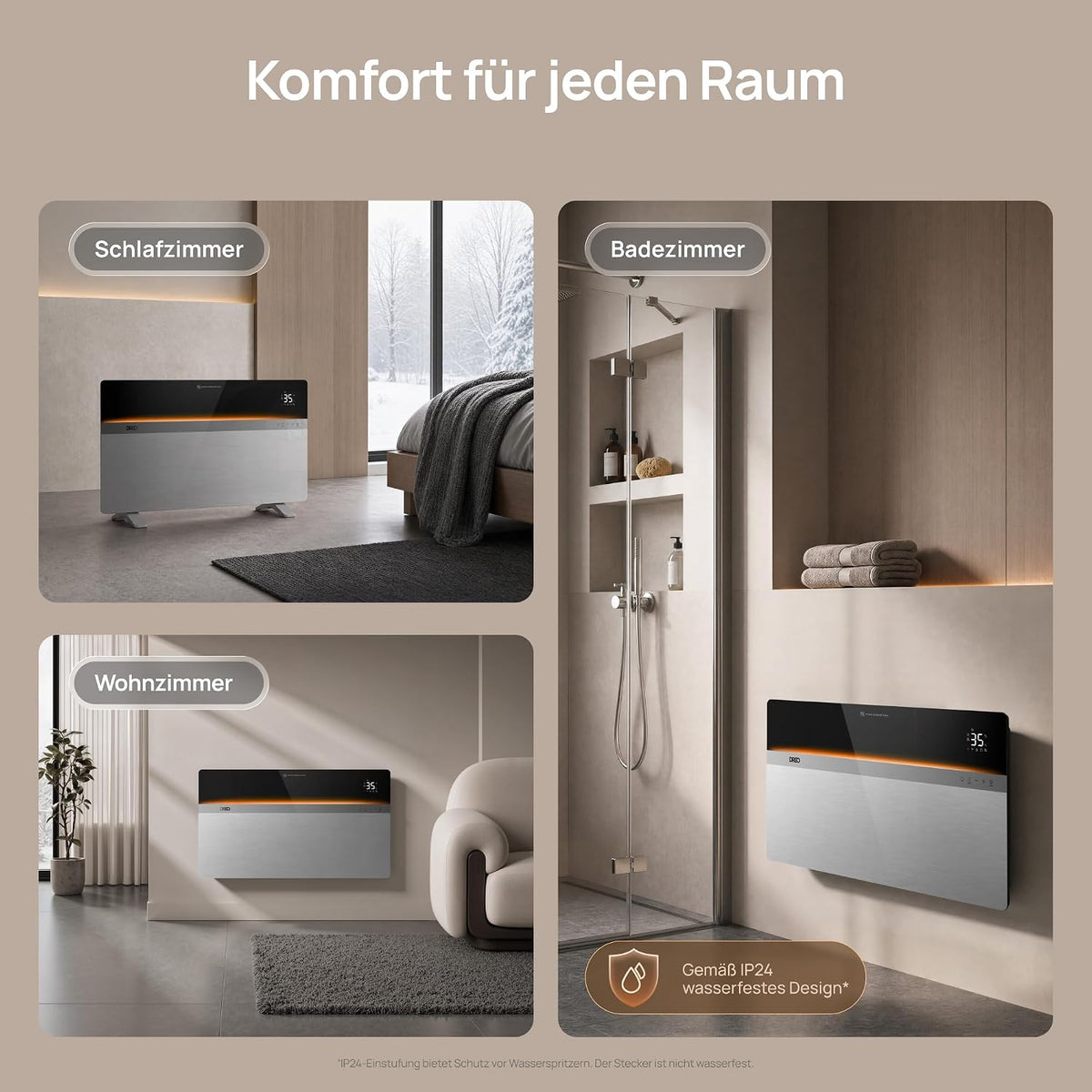 Smart Konvektorheizung, 2000W Heizlüfter für Große Räume