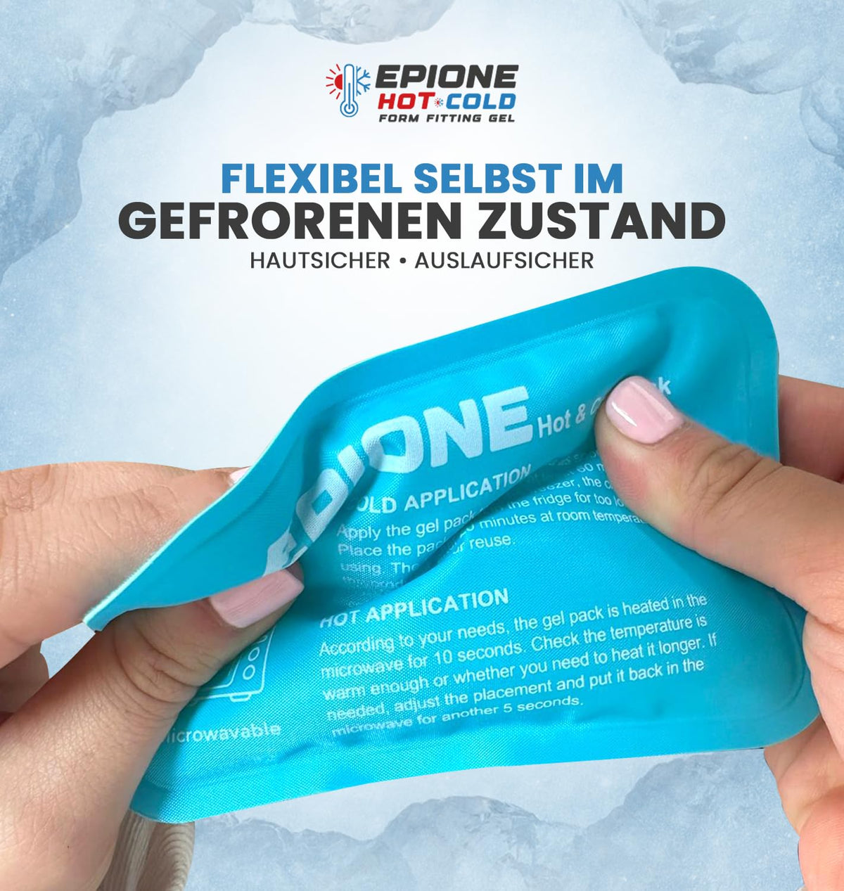 Kühlpads Epione 3XL Gelkissen kalt/warm – mit elastischem Gurt und Stoffhülle – wiederverwendbar zur Schmerzlinderung bei Muskel‑ und Gelenkschmerzen, Verletzungen und Physiotherapie