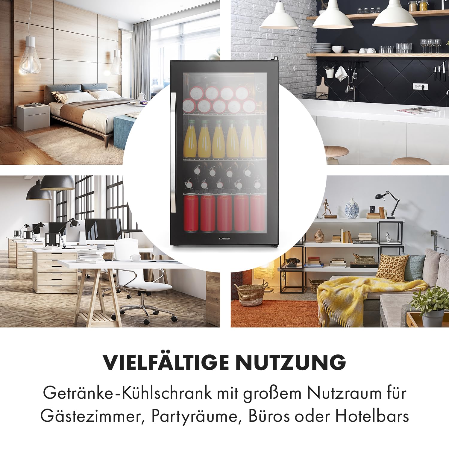 Beersafe Getränkekühlschrank 60 L – Mini Kühlschrank mit Glastür, Kupfer | LED-Beleuchtung, herausnehmbare Metallablagen, leise, Flaschenkühlschrank für Getränke & Dosen
