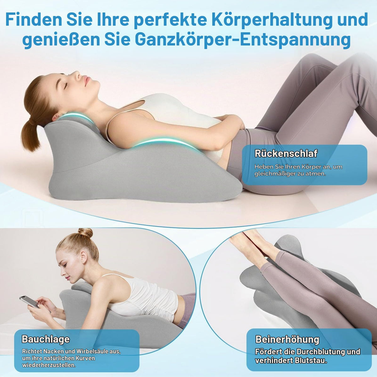 Keilkissen, Lesekissen Entspannungskissen für Bett, Sofa und Boden