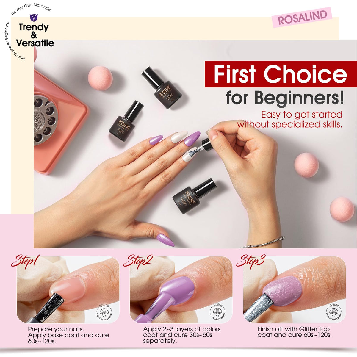 UV Nagellack Set Weiß Rosa Violett Rot Grün Blau Gel