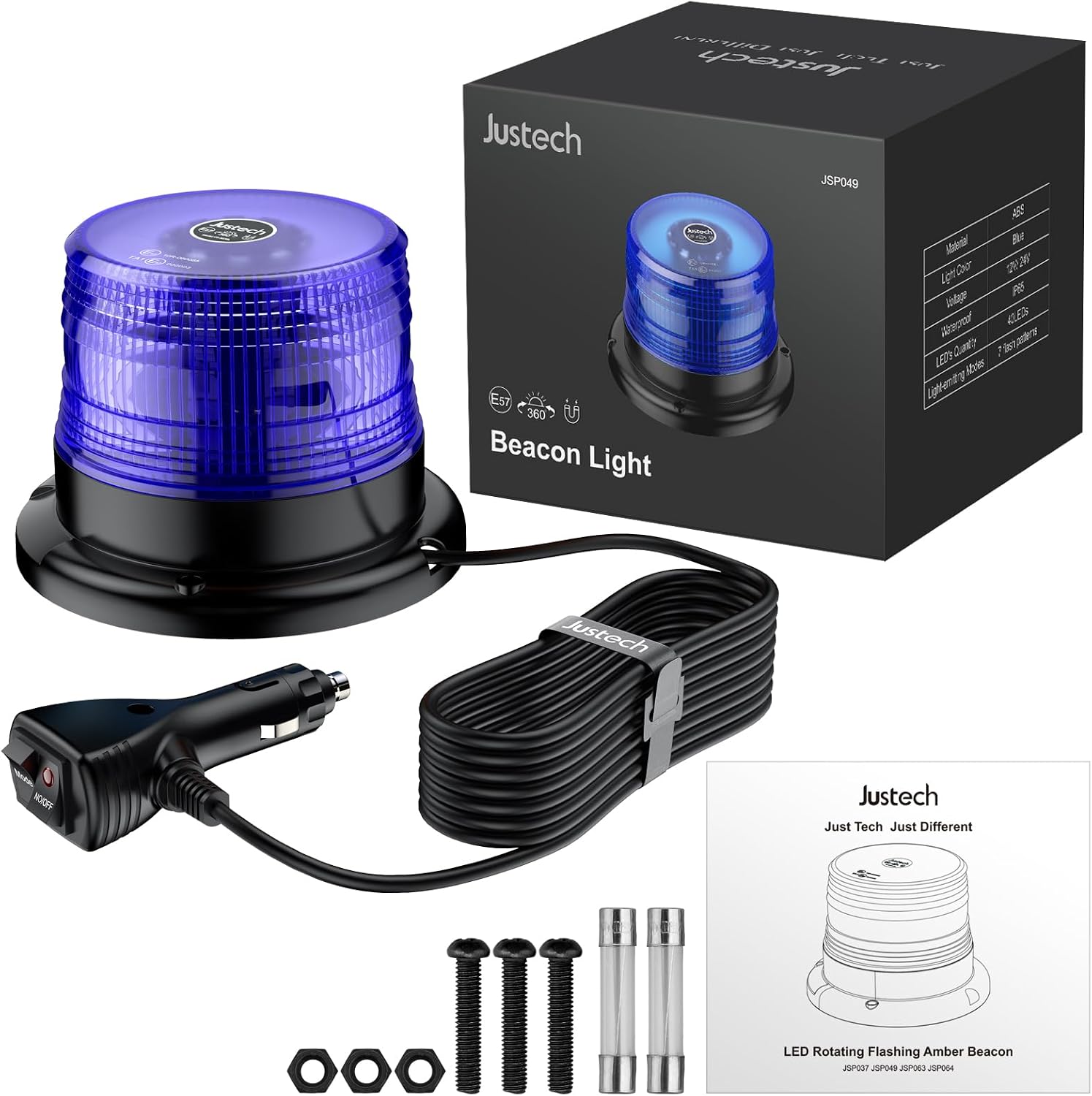Warnleuchte Rundumleuchte 360° Gelb Blitzleuchte 7 modus mit 5m Netzkabel Doppelter Schraube 12V / 24V Warnlicht mit Magnetfuß Notfallblinklampe Magnet Transparent für Auto LKW usw