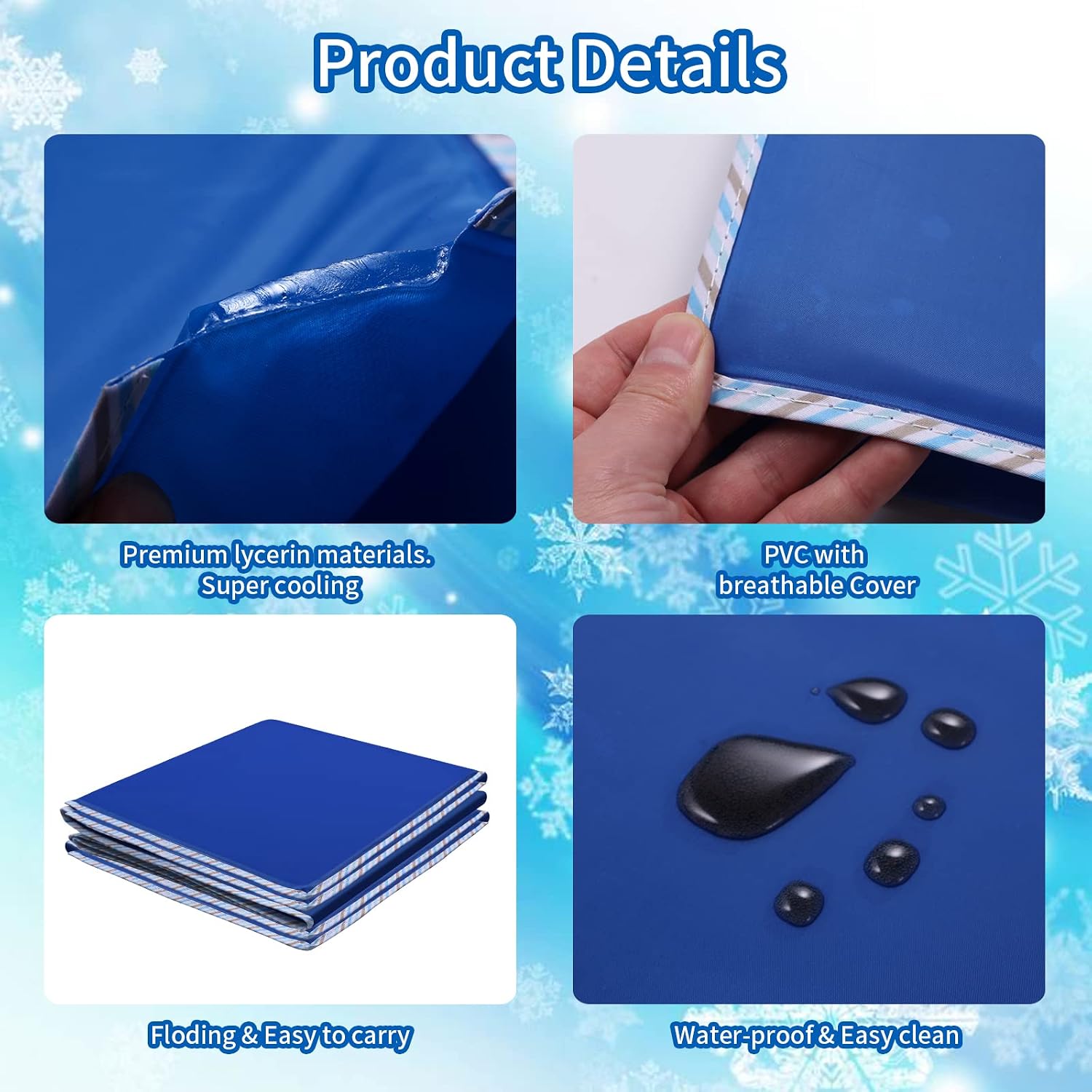 Gel Kühlmatte Kühlkissen Isomatte 140×70cm, Kühlkissen Kühlpad zur Regulierung der Körpertemperatur, Selbstkühlendes Kühlkissen für Hunde Katzen Haustiere…