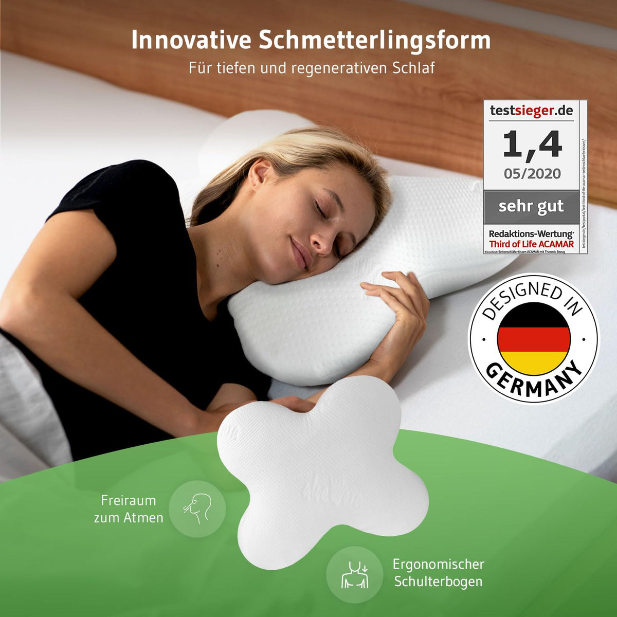Seitenschläferkissen / Schmetterlingskissen mit Thermo Bezug