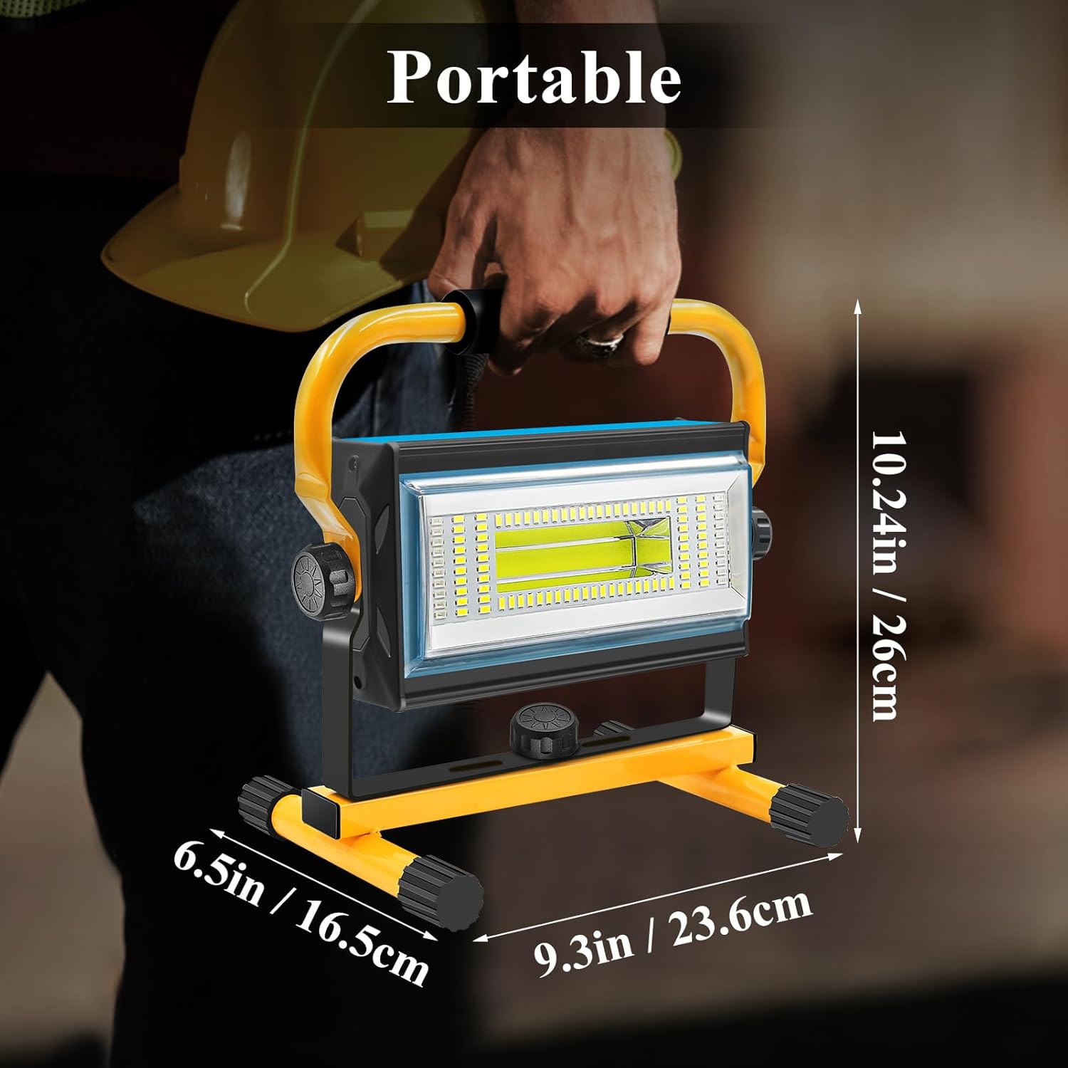 LED Baustrahler Akku, 80W 7000Lumen LED Strahler Akku Arbeitsleuchte mit 6 Modi, Tragbar Arbeitsscheinwerfer für Werkstatt Baustelle Garage Camping Außen Beleuchtung