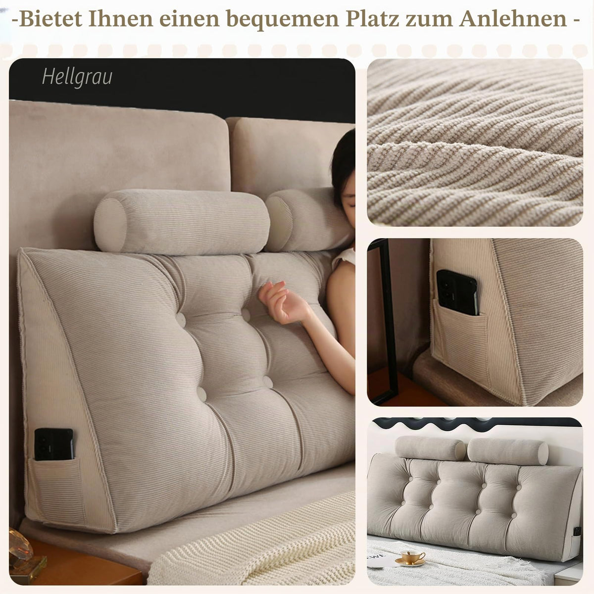 Rückenstützkissen mit Nackenkissen für Bett Bequemes Lendenkissen