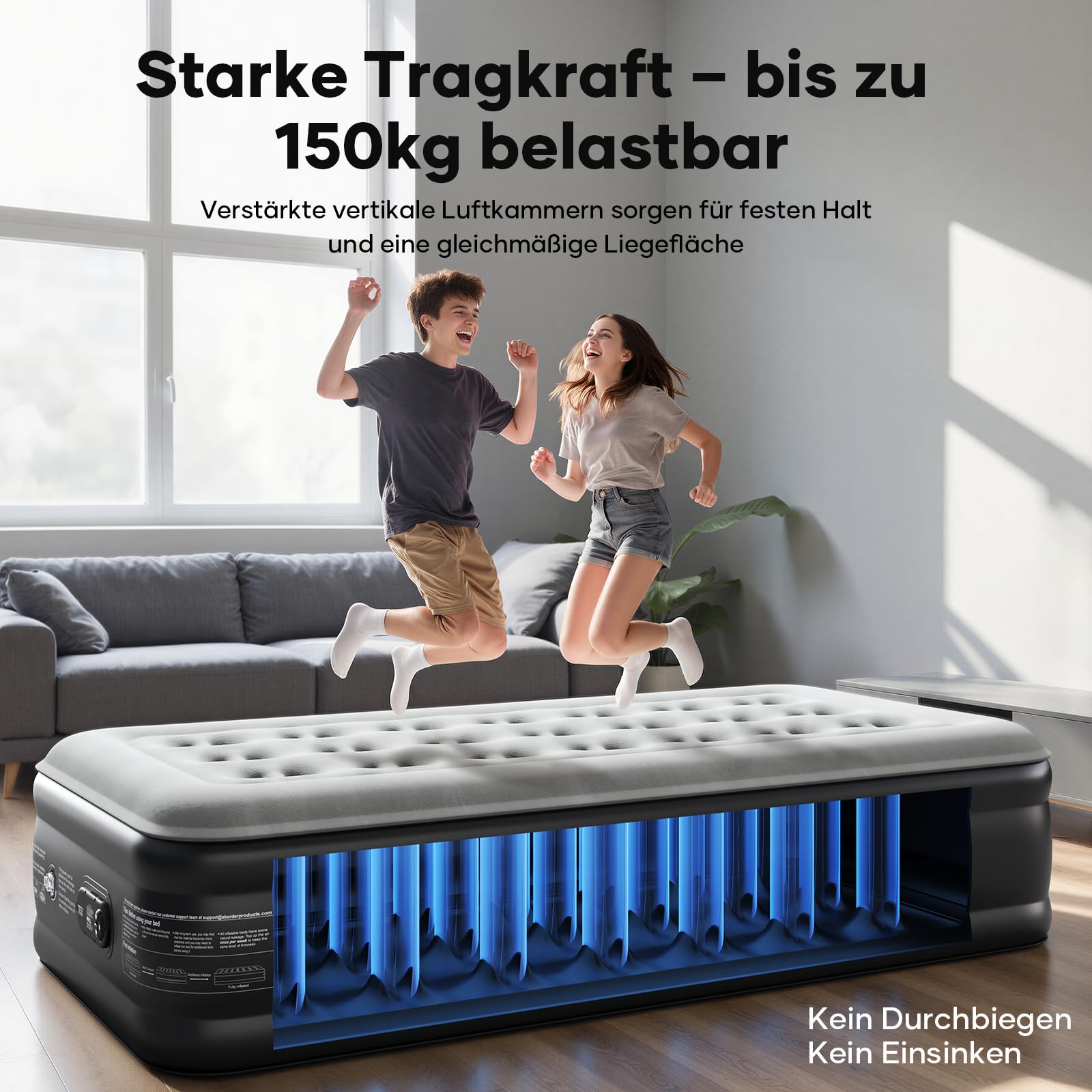 Luftmatratze Selbstaufblasend, Luftbett, Gästebett, aufblasbare Matratzensofa, Luftbett 2 Personen, Selbstaufblasende Luftmatratze für Camping oder Heimgebrauch