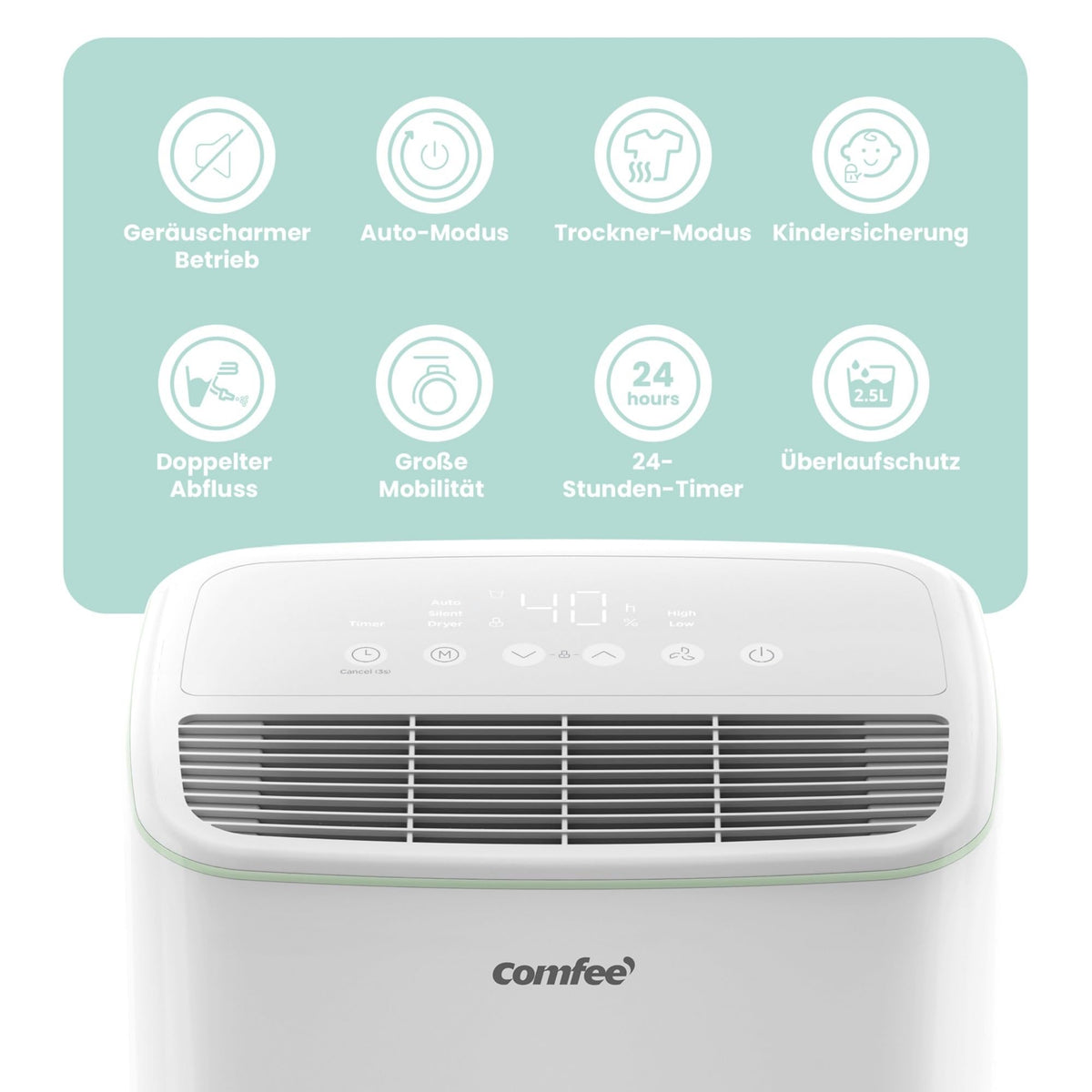 Luftentfeuchter Smart modus ,Timer 24H,Wassertank ,APP-fähig, Weiß