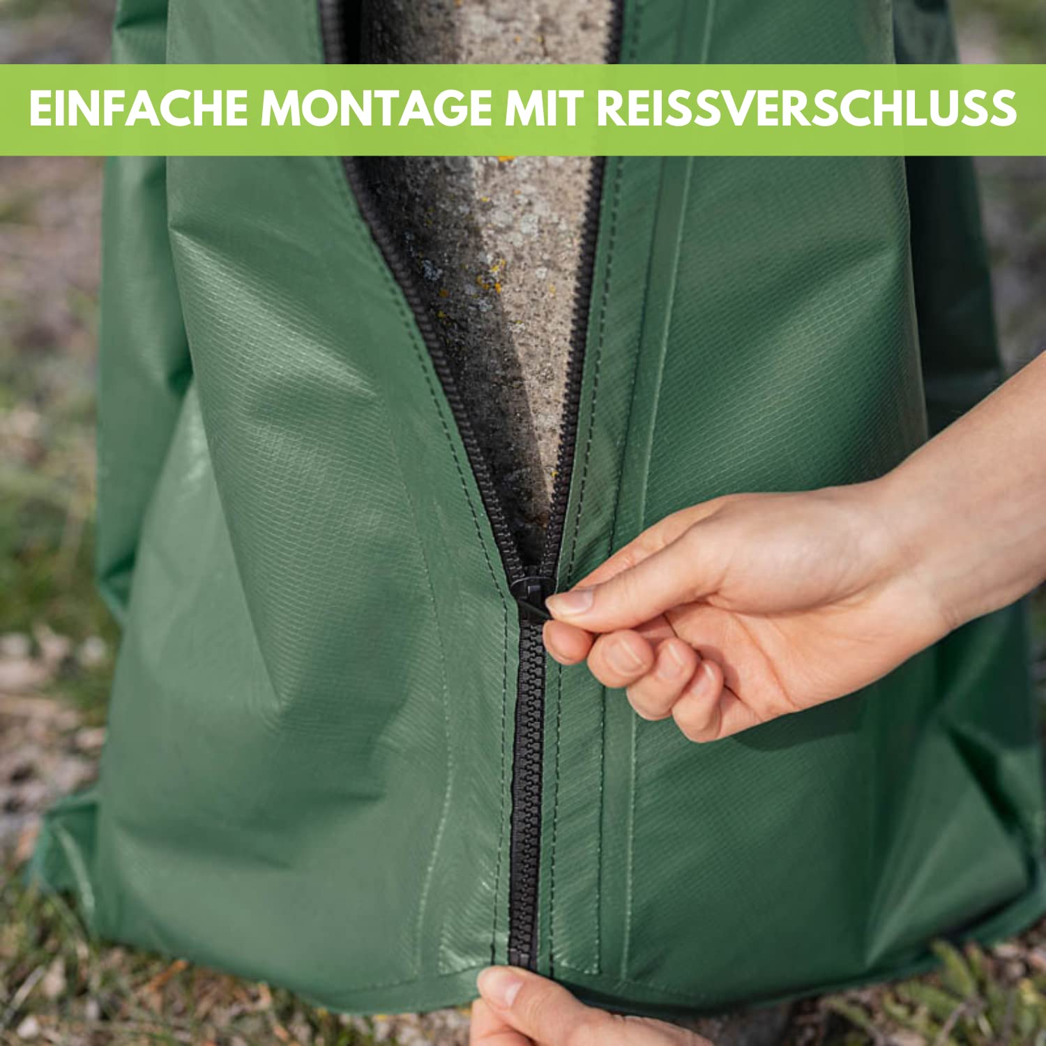 Baumbewässerungssack 75 L - Verbinden Sie mehrere Bewässerungsbeutel miteinander - Bewässerungssack mit Schutzetikett - Baumbeutel aus robustem und UV-beständigem PVC