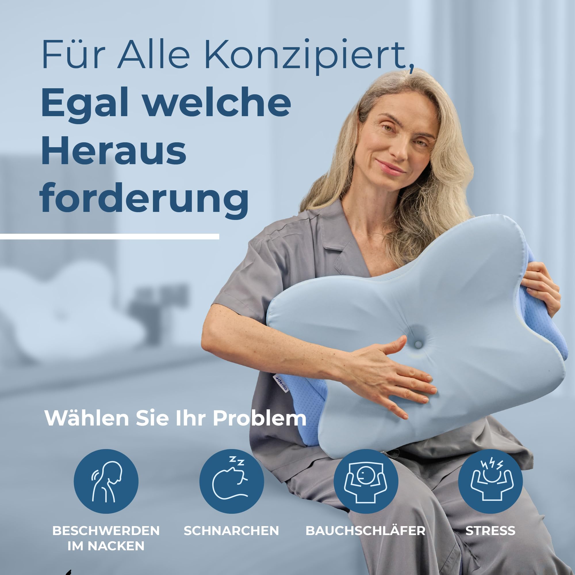 Ergo Halskissen, Memory Schaumkissen, Halsstütze Kissen, Ergonomisches Kissen, Kissen für Seiten, Rücken- und Bauchschläfer