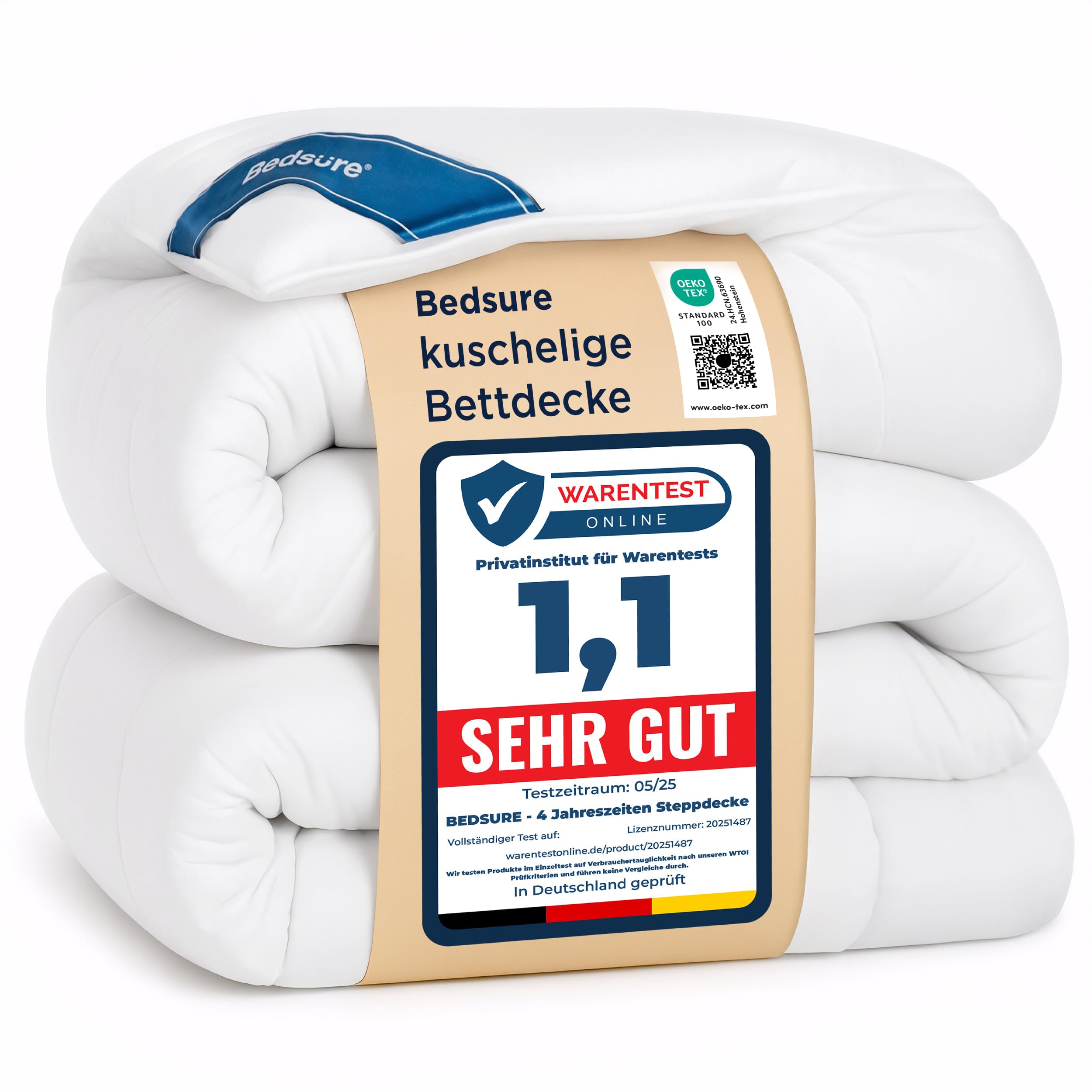 BEDSURE Bettdecke Ohne  - Bettdecke für Allergiker, Warm & Gemütlich Ganzjahresdecke 300GSM Füllung, Waschbare Duvet für 4 Jahreszeiten, Grau/Hellgrau