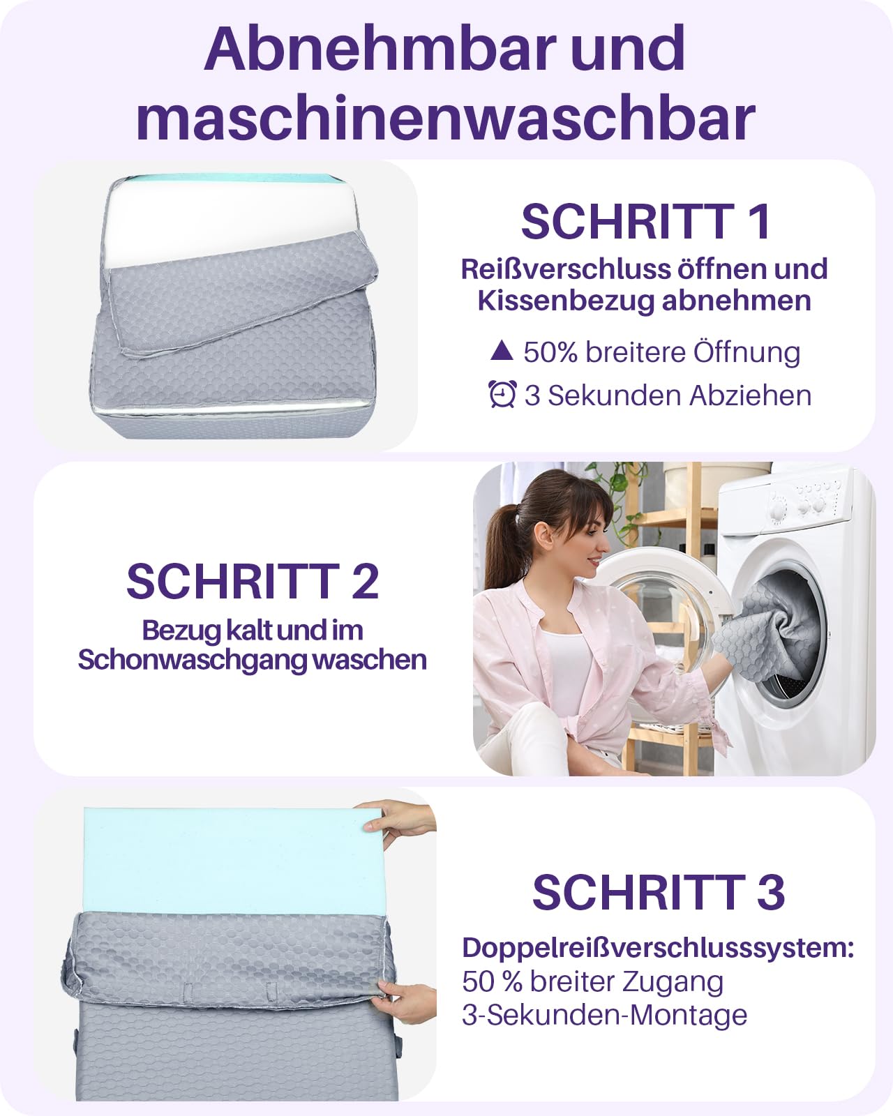 Verstellbares Keilkissen Bett: Schlafapnoe, Säure Reflux, Rückenschmerzen, Schnarchen. Genesung – Memory-Schaum Reflux Kissen, waschbare Hülle