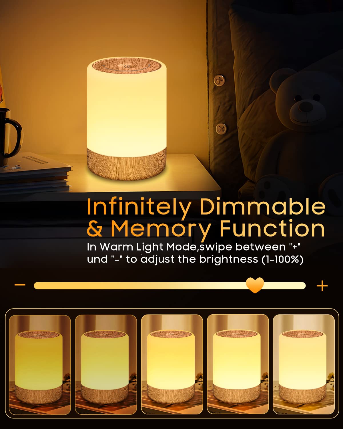 Tischlampe Drahtlose LED - Nacht Tisch - Lampe Touch Dimmbar mit warmem Licht & 256 RGB Farbwechsel, Lampenbatterie Wiederaufladbares Stilllicht Dimmbar mit Timer, Nachtlicht für Kinder