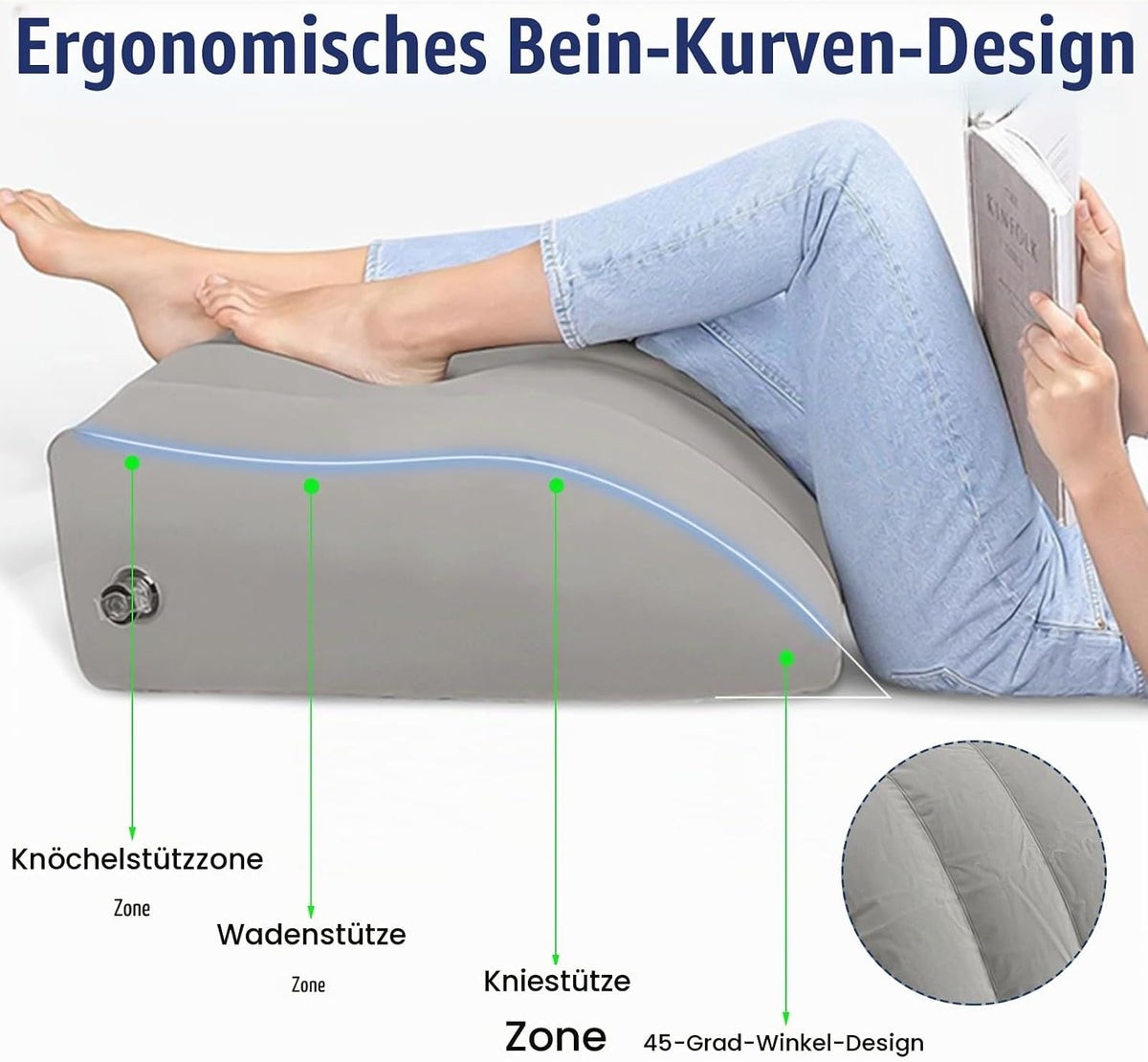 Venenerhöhungskissen Hochlagern der Beine Tragbar Venenkissen (Grau)