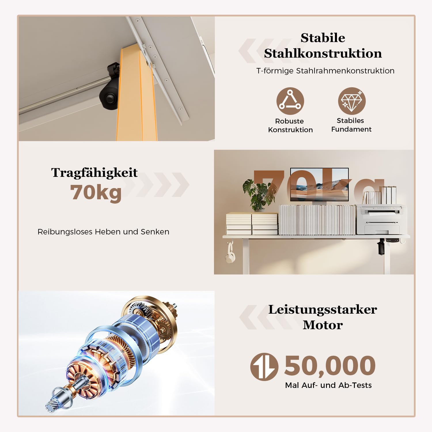Höhenverstellbarer Schreibtisch mit Doppelschubladen, Elektrisch Höhenverstellbarer Schreibtisch, Sitz-Steh-Computertisch, Ergonomischer Stehschreibtisch