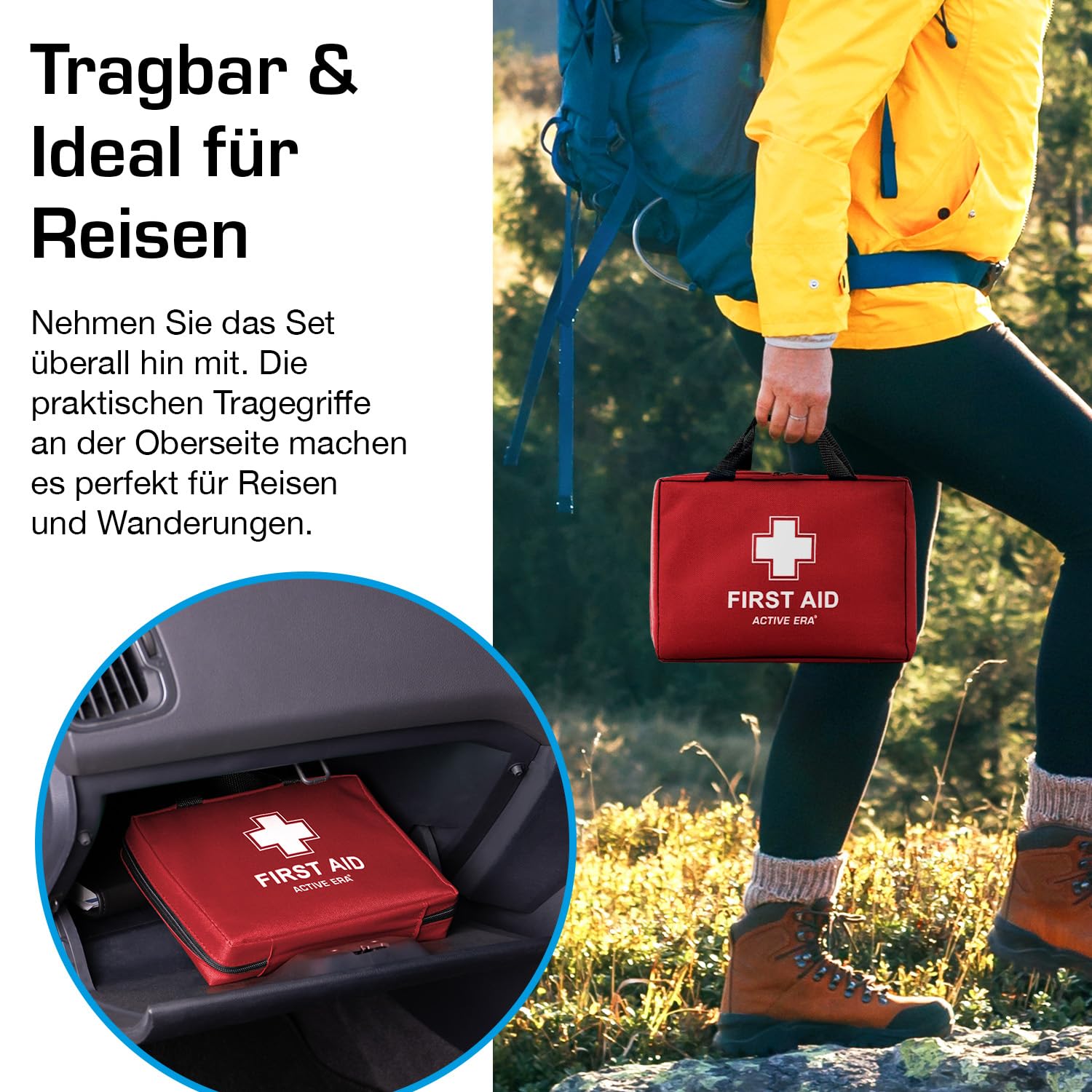 Active Era Premium Erste-Hilfe-Kit - 120-teilige Erste-Hilfe-Kit - Notfallausrüstung einschließlich Kühlpackungen, Pflaster, Rettungsdecke für zu Hause, Reisen oder als Erste-Hilfe-Kit im Freien - ISO 13485