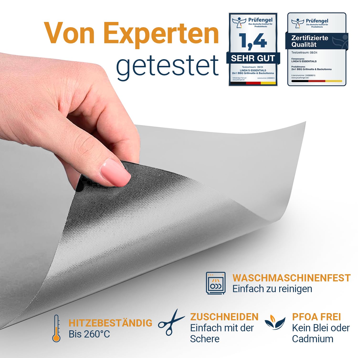 Dauerbackfolie für Backofen und Grill, Backpapier wiederverwendbar geeignet für Elektro- und Gasbackofen, antihaftbeschichtet, für den Backofenboden, BPA- und PFOA-frei (3er Pack)