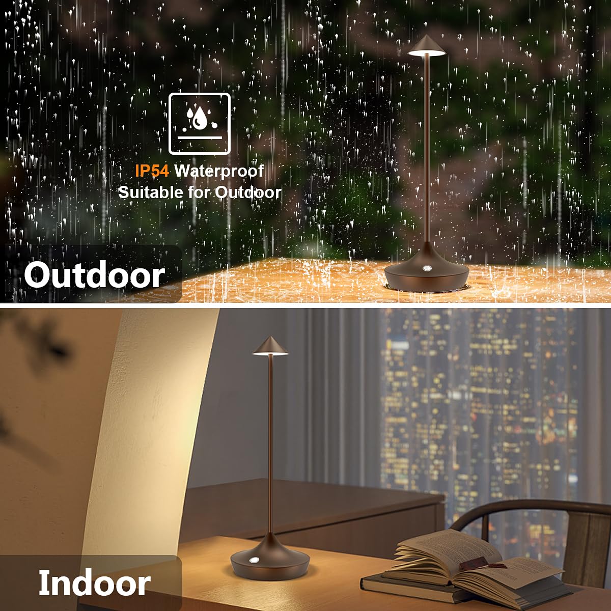 LED-Batterie Tischlampe Drahtloses , modernem Aluminium Dimmable Wireless Tischlampe 6000 mAh, wasserdicht, Tischlampen wiederaufladbar für Innen-Aussentisch Tisch Restaurant