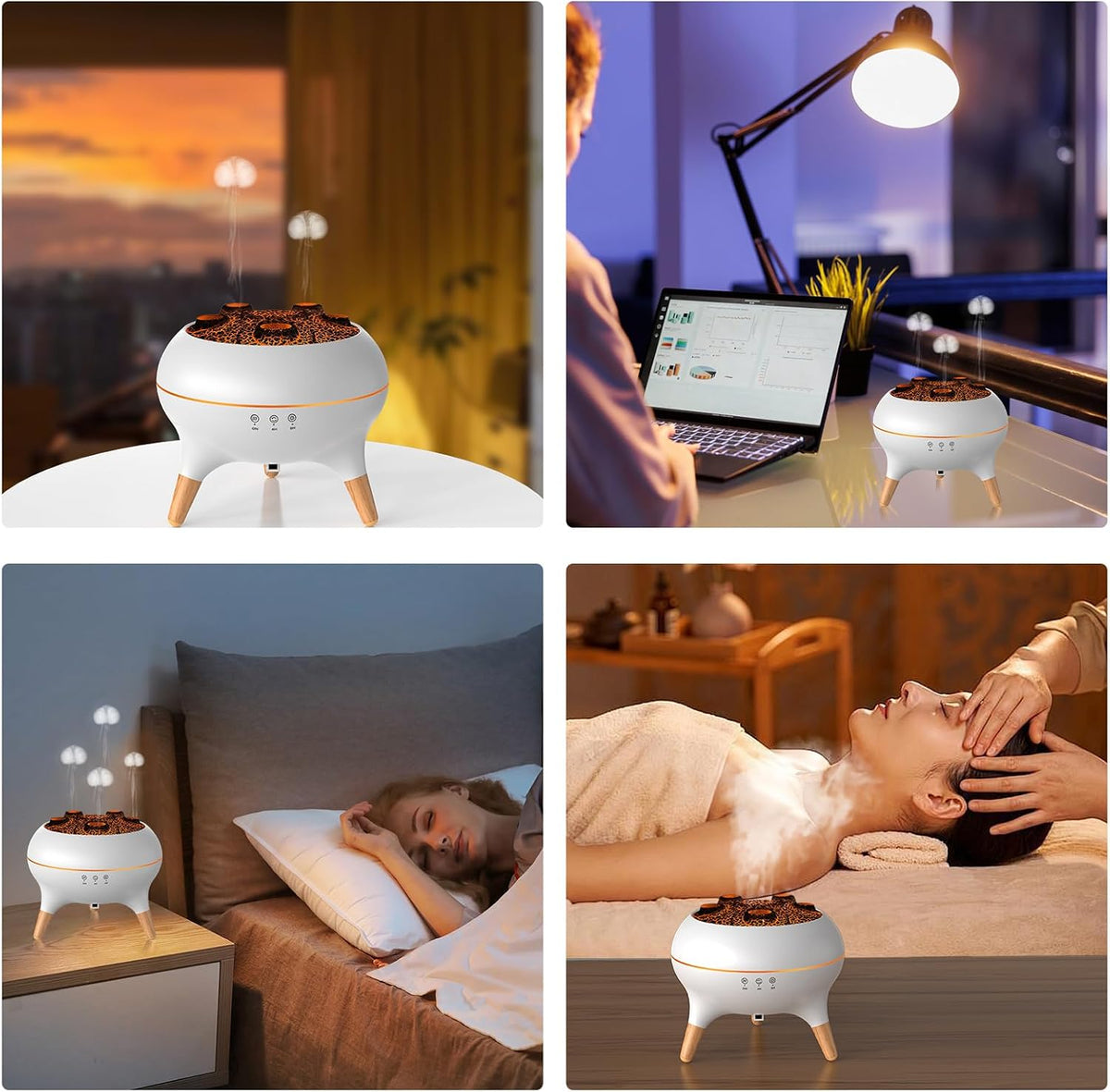 Flammen Aroma Diffuser, 250mL Luftbefeuchter Schlafzimmer, 2 Spray Muster DuftöL Diffuser,Air Diffuser Humidifier mit 7 Farben LED-Licht & Timing-Funktion