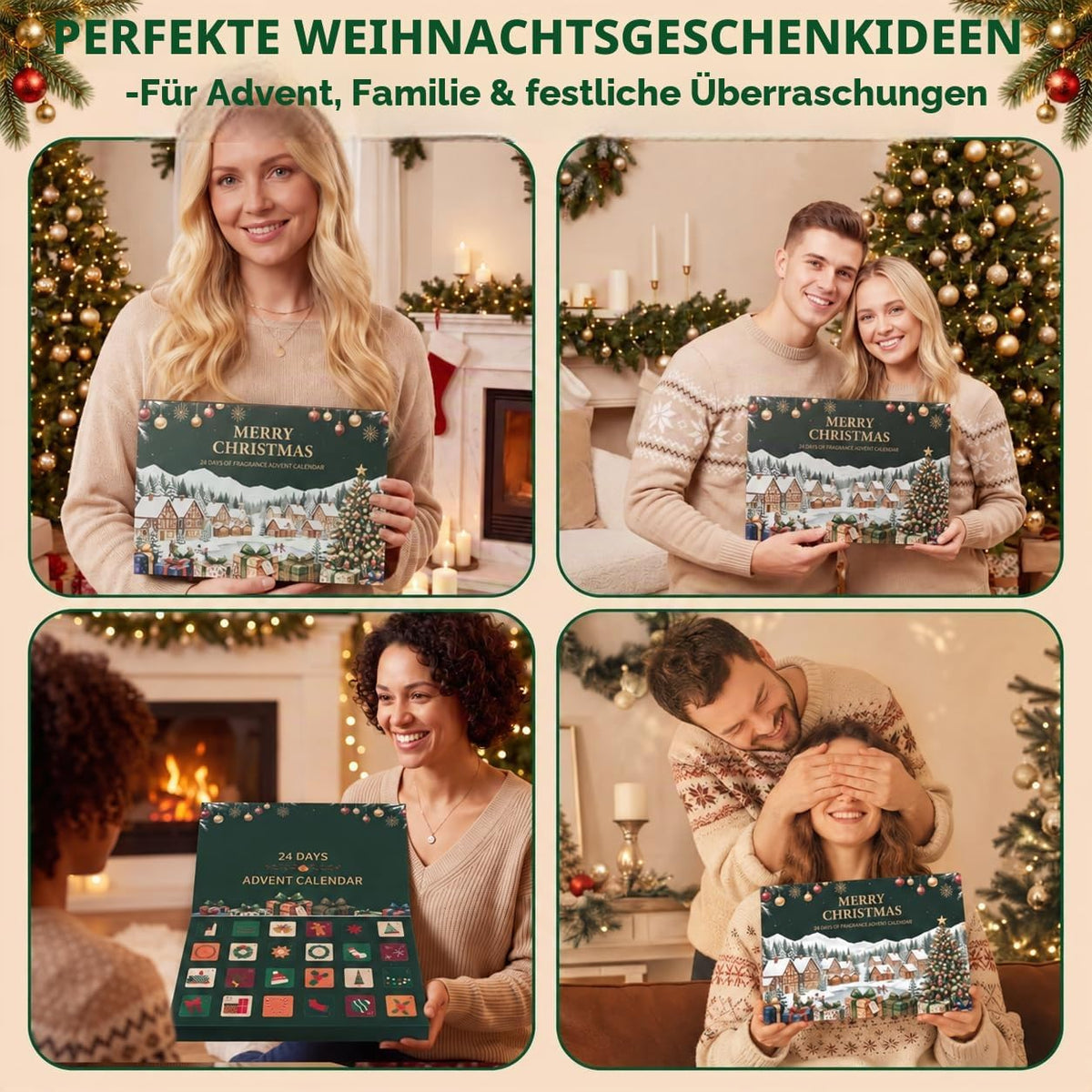 Adventskalender 2026, Duftkerzen Adventskalender Kerzen 2026, Weihnachtskalender Scented Candles 24 Tage Countdown Teelichter Geschenke für Frauen Mama