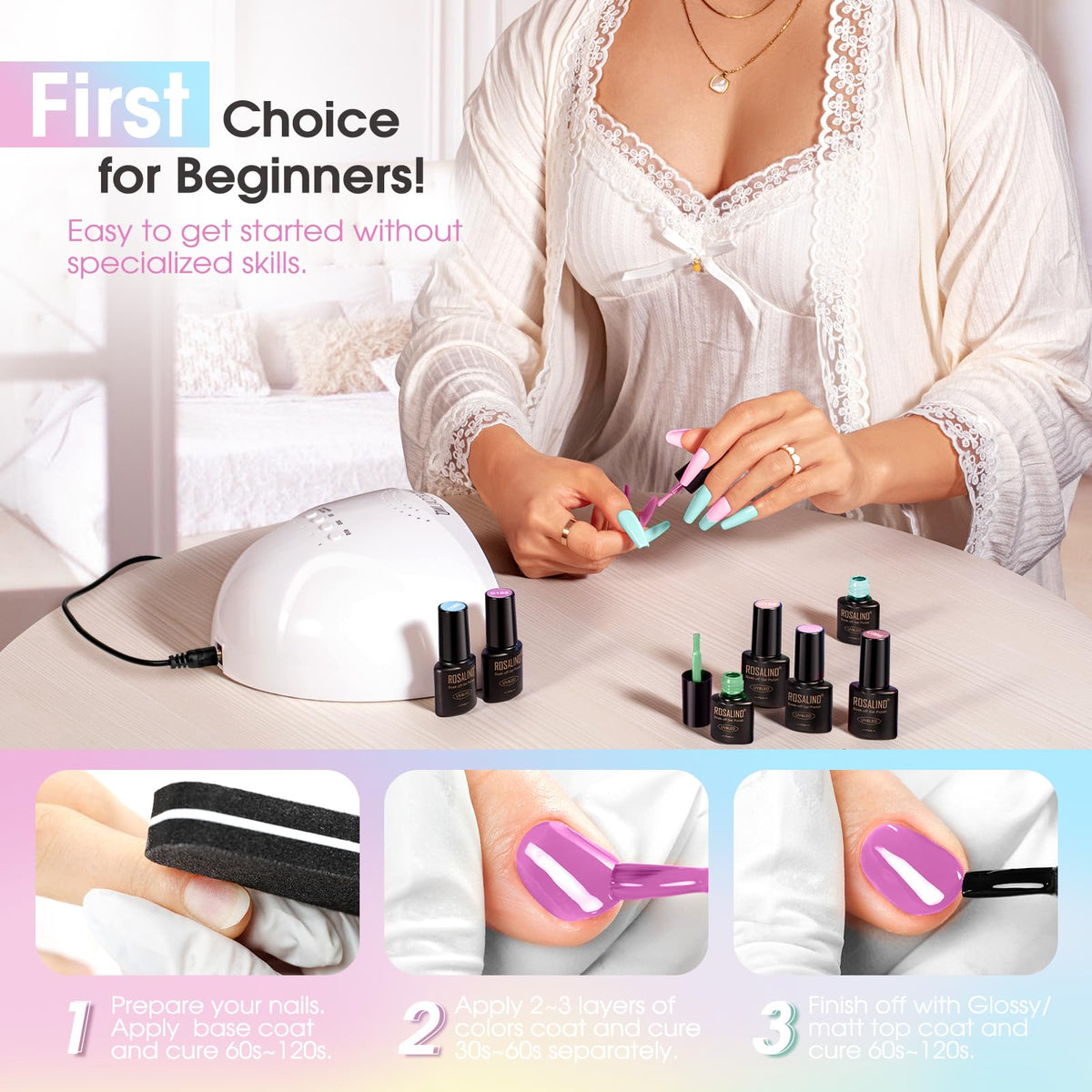 UV Nagellack Set Weiß Rosa Violett Rot Grün Blau Gel