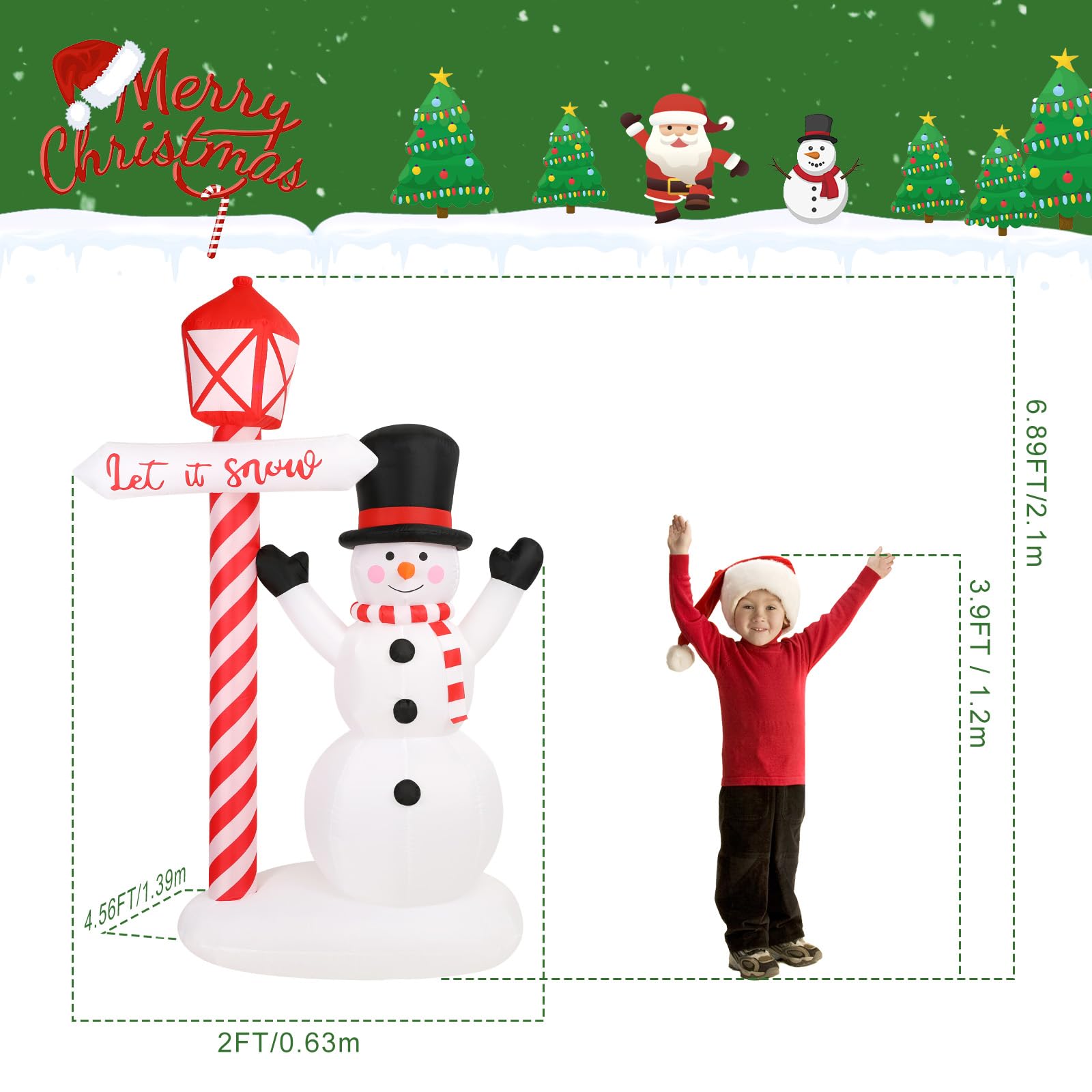 Aufblasbare Weihnachtsdeko, Riesiger Weihnachtsbaum Bogen mit 8 LED Leuchten, Wasserfest Beleuchtet Aufblasbar Weihnachtsdeko Aussen für Hof Garten Feiertag Weihnachtsdekoration