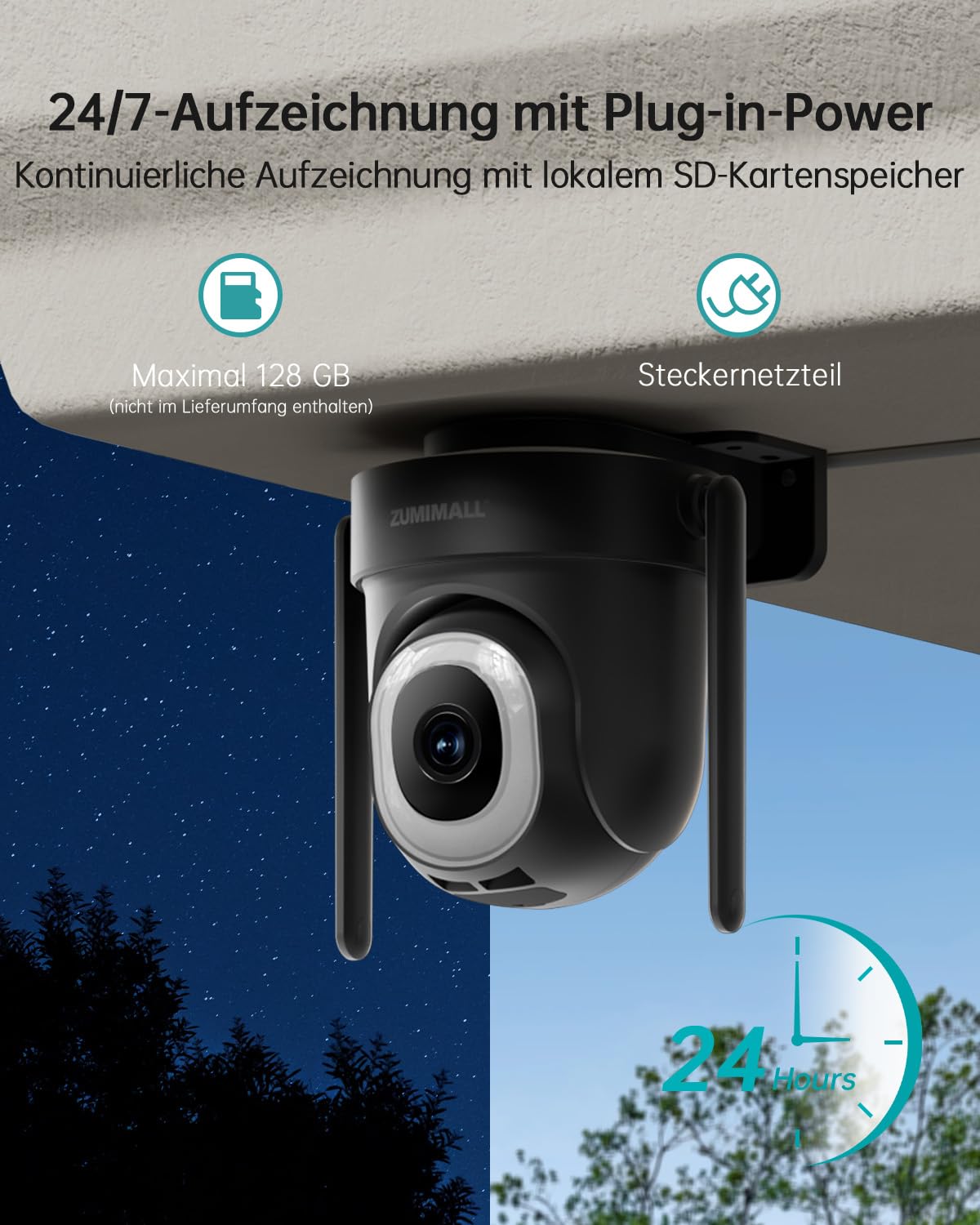 Überwachungskamera Aussen 5G/2,4GHz WLAN Kamera Überwachung aussen Kabelgebunden, 355°/90° PTZ, 24/7 Aufnahme,Nachtsicht,Cloud-Speicher,KI-Erkennung