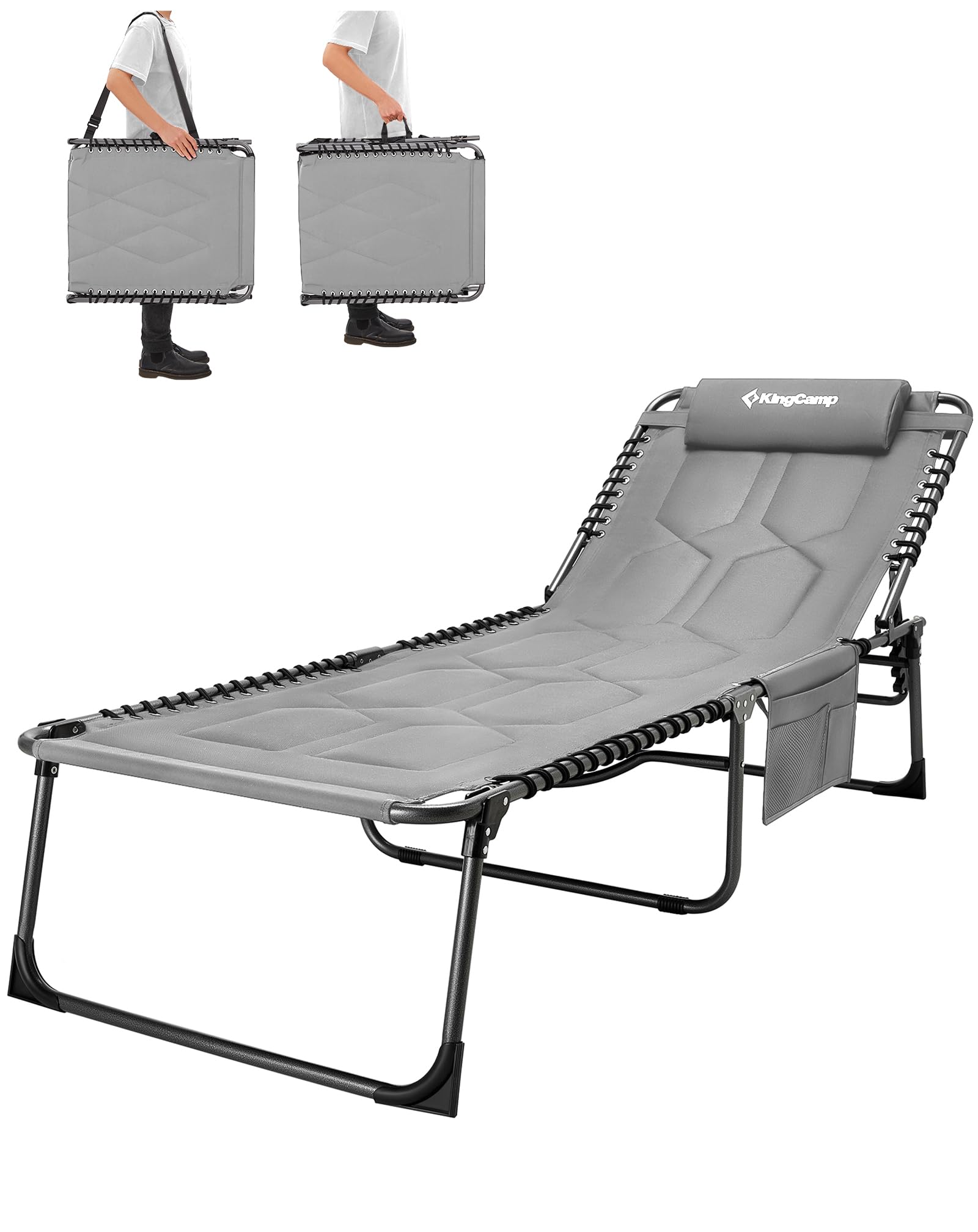 Sonnenliege Klappbar 5-Verstellbare, bis 180 kg, 2er Set, Blau | Gartenliege Klappbar, mit Kopfstütze & Seitentasche, Sonnenliege Wetterfest, Strandliege für Garten Terrasse Pool Camping