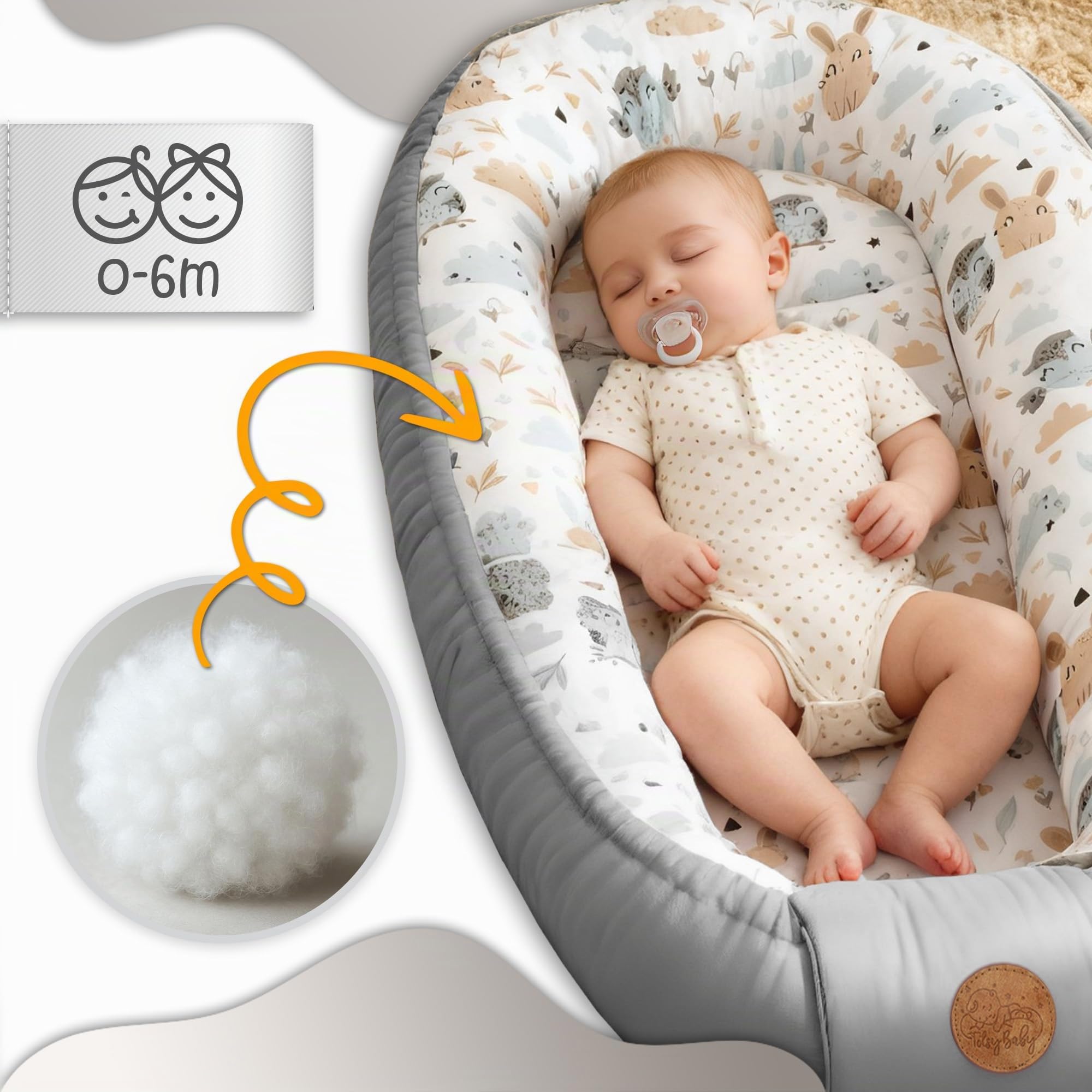 Babynest Babynestchen Neugeborene 90 x 50 cm baby nestchen tragbar nest für bett kinder kuschelnest coccon für Jungen und Mädchen