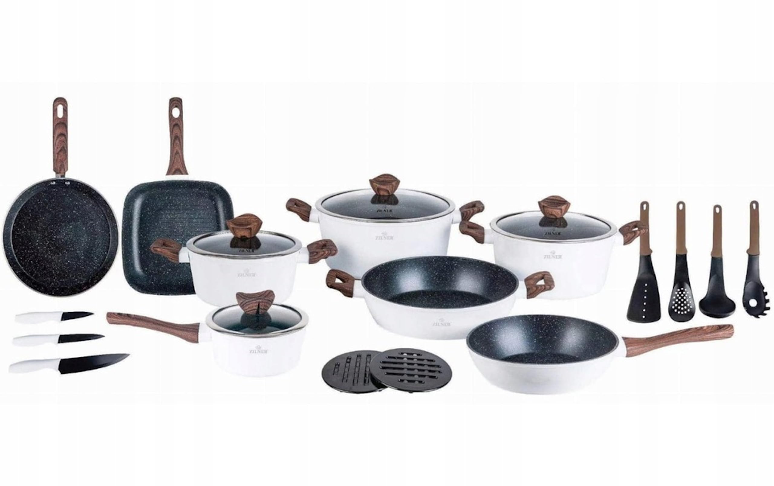 Töpfe und Pfannen Set - 21-teiliges Topfset - Marmorbeschichtung - mit Glasdeckel / Abverkauf Restposten - NEU & OVP!