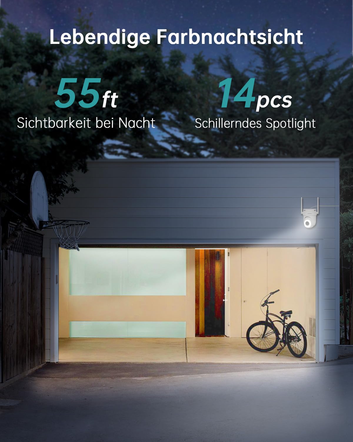 Überwachungskamera Aussen 5G/2,4GHz WLAN Kamera Überwachung aussen Kabelgebunden, 355°/90° PTZ, 24/7 Aufnahme,Nachtsicht,Cloud-Speicher,KI-Erkennung