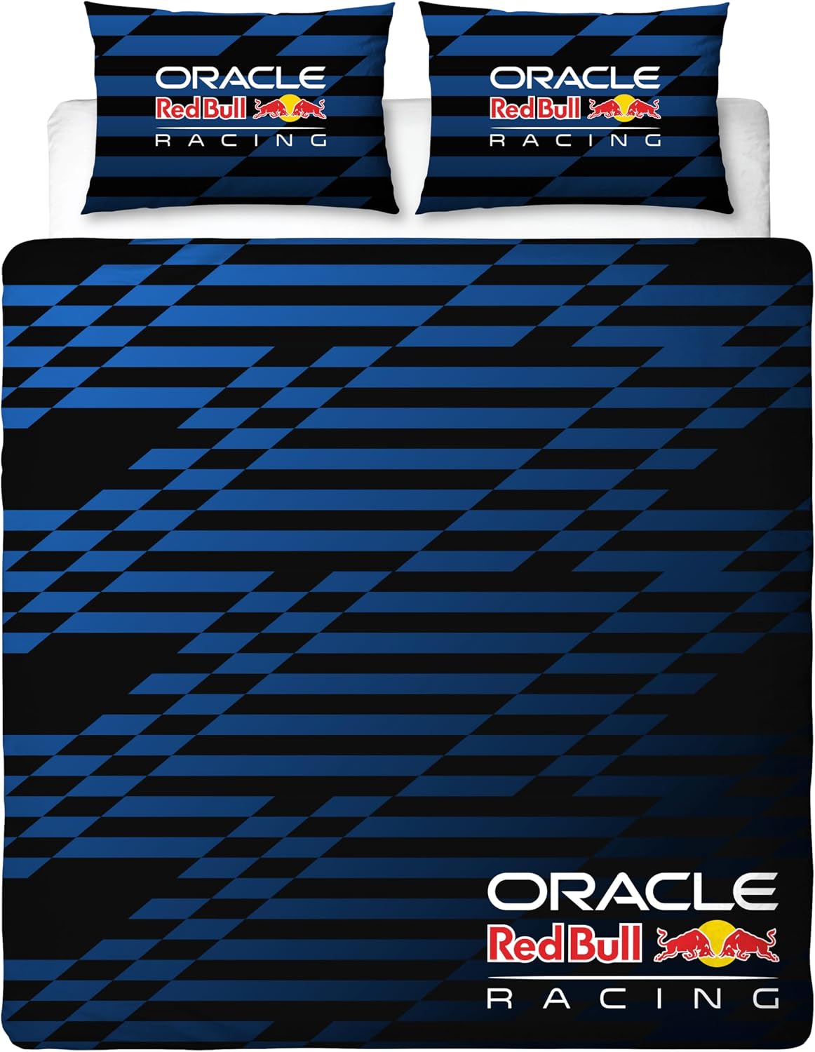 Character World Oracle Red Bull Racing Officially Licensed Double Duvet Cover Set | Automatic Design Reversible 2 Sided Blue Bedding Including Matching Pillow Cases Double Bed Set | Polycotton